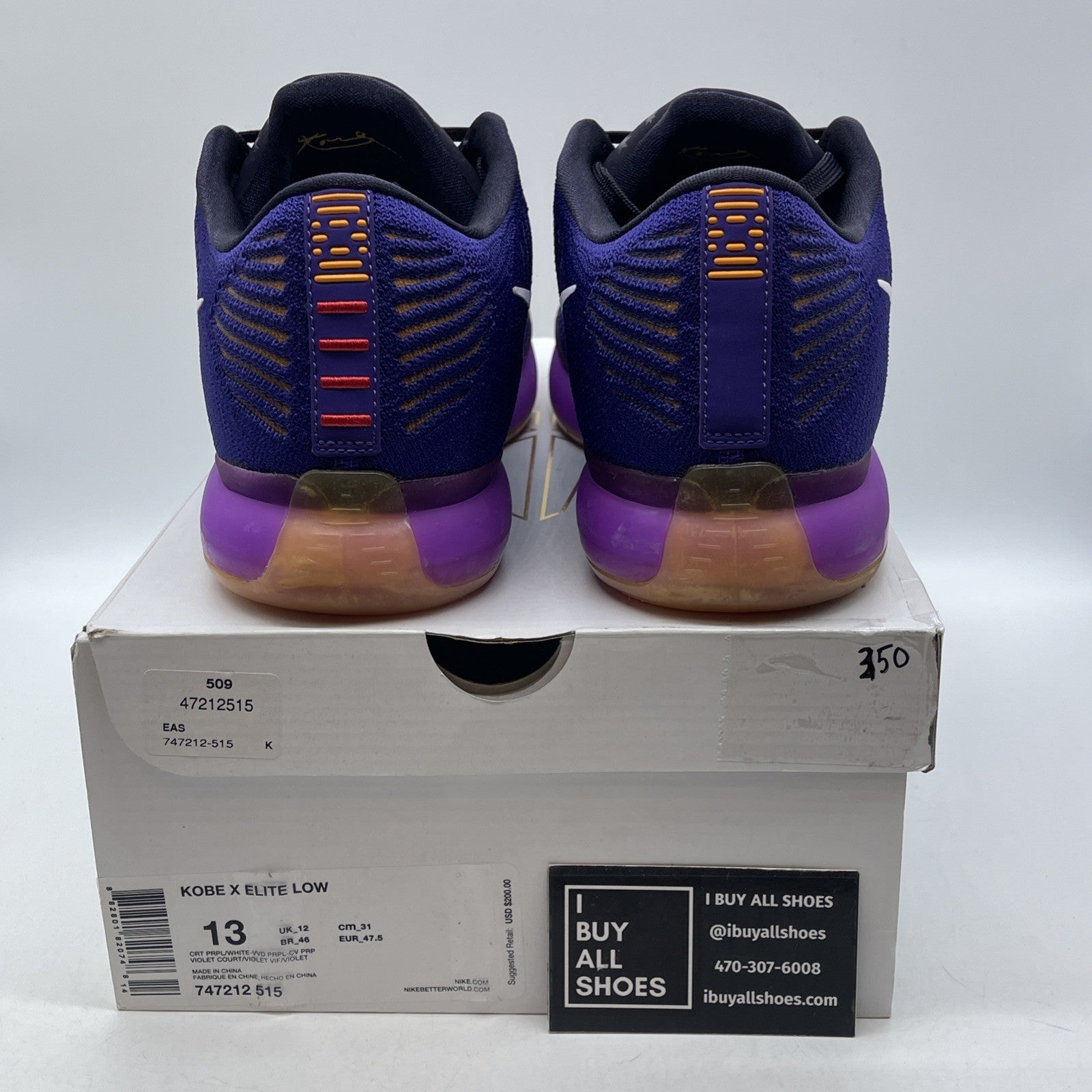 Size 13 - Nike Kobe 10 Elite Draft Pick White Purple Suede (747212-515)