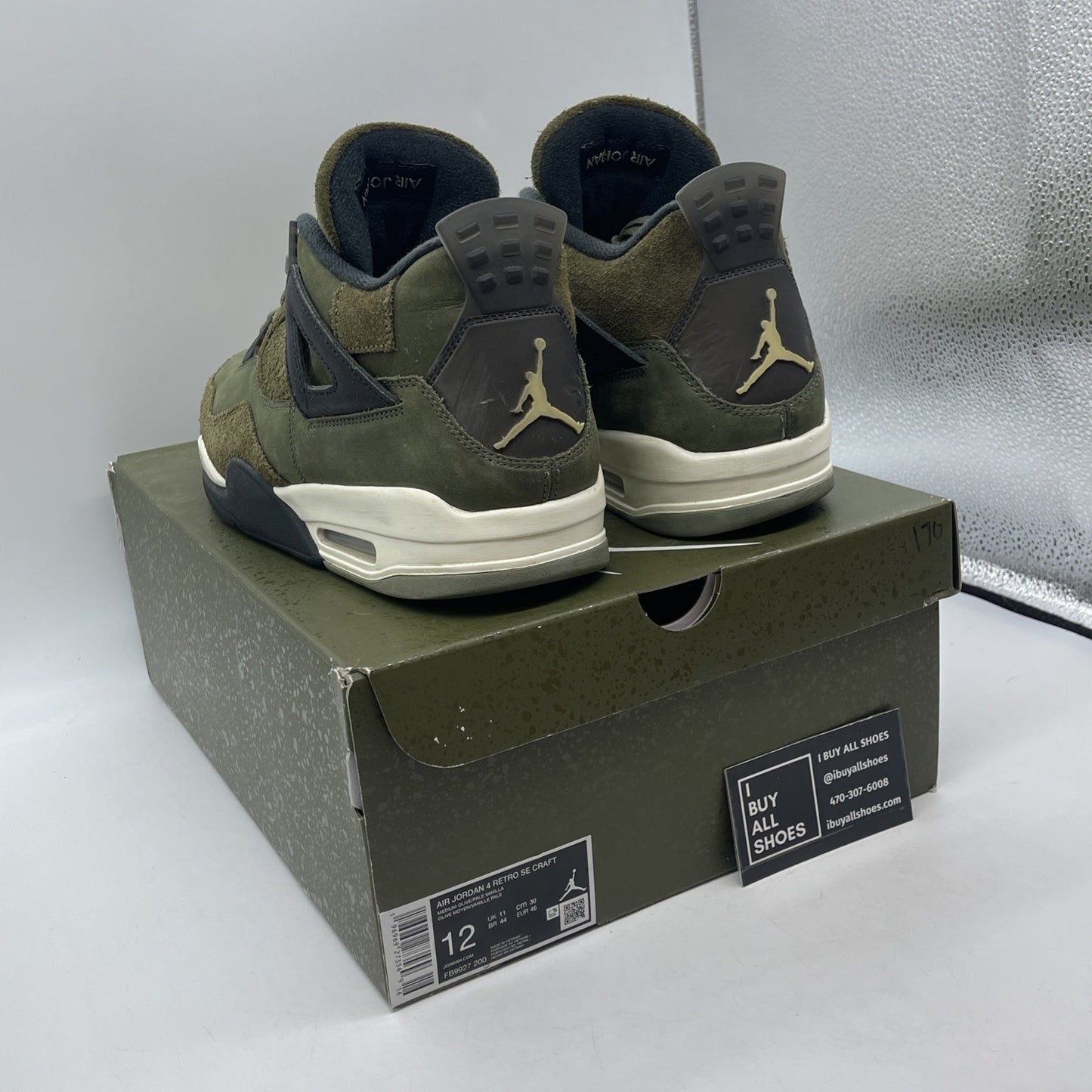 Size 12 - Jordan 4 SE Retro Low Craft Olive Green Black Suede (FB9927-200)