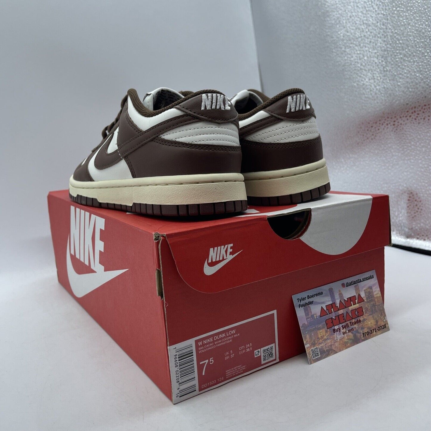 Size 7.5W - Nike Dunk Low Cacao Wow Brown White Leather (DD1503-124)