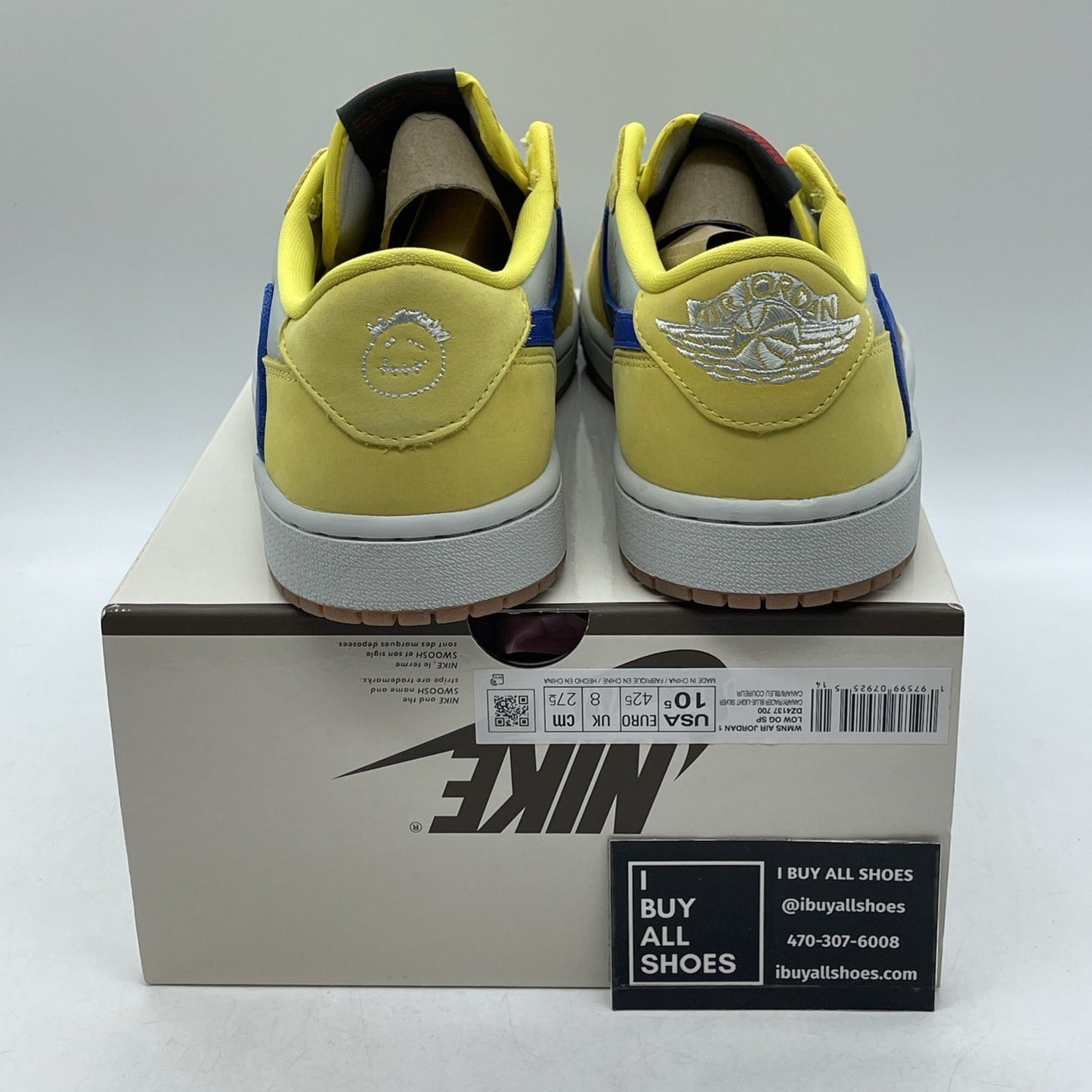 Size 10.5W - Travis Scott x Air Jordan 1 Retro OG SP Low Canary (DZ4137-700)