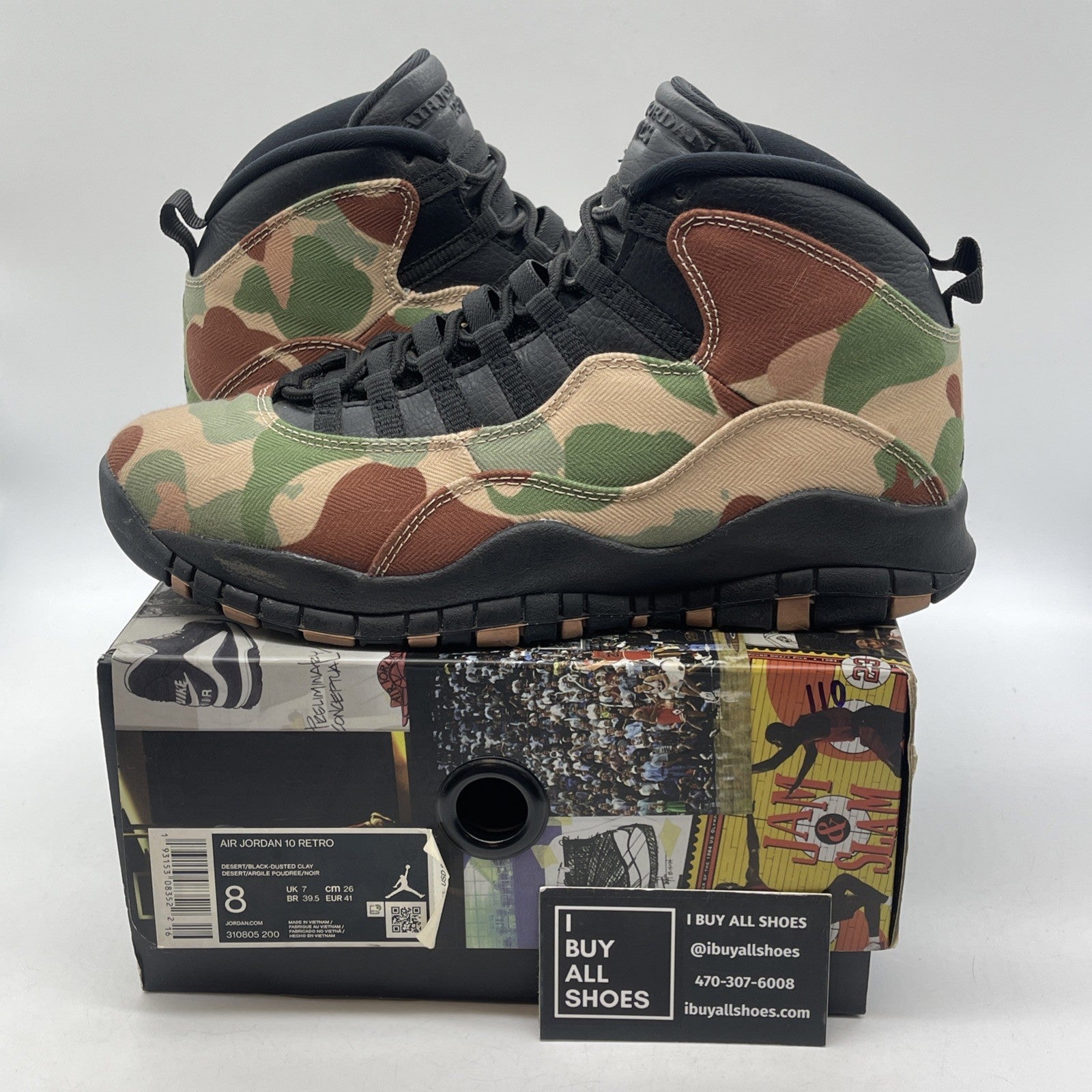 Size 8 - Air Jordan 10 Retro Desert Camo Brown Green Suede (310805-200)