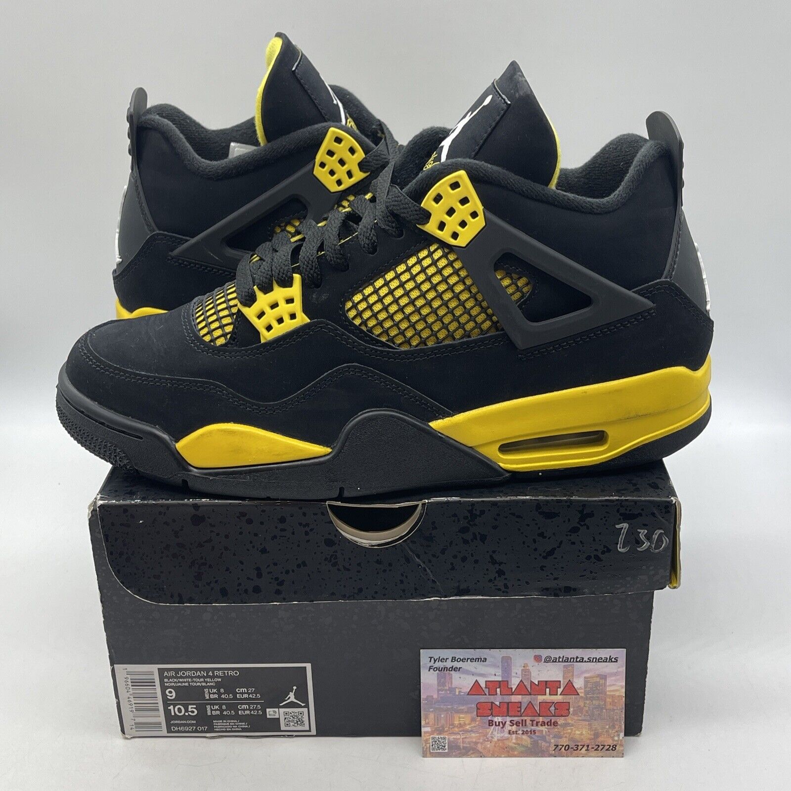 Size 9 - Jordan 4 Retro Mid Thunder Yellow Leather Black Suede (DH6927-017)