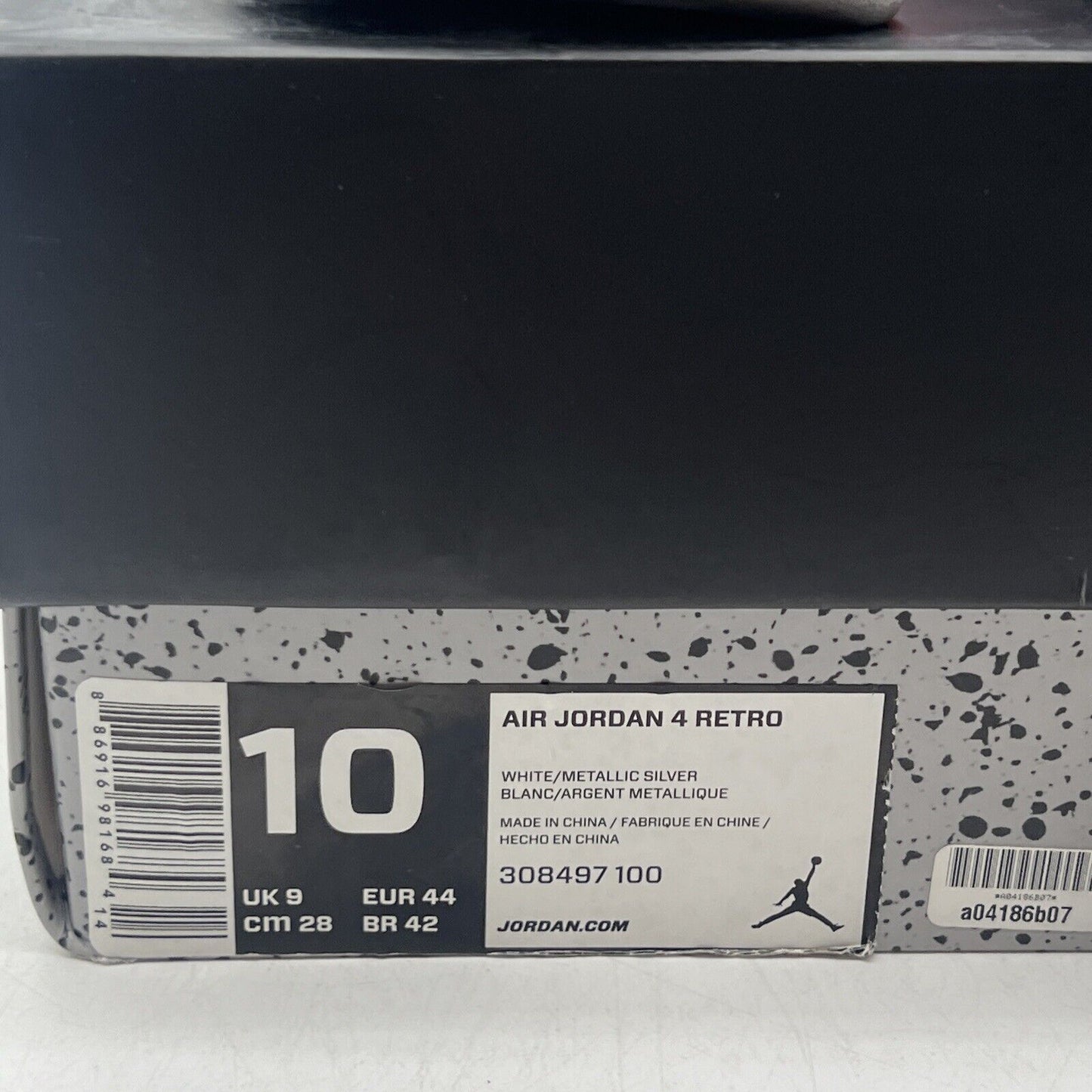 Size 10 - Jordan 4 Retro Mid Pure Money White Leather Silver (308497-100)
