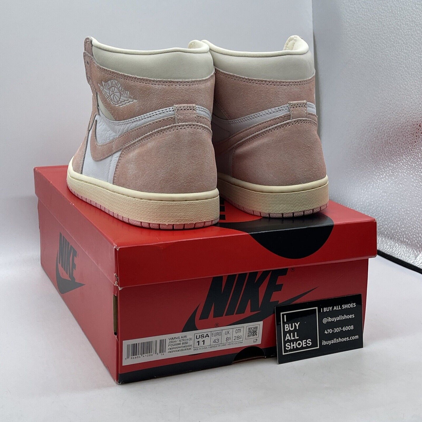 Size 11W - Air Jordan 1 Retro OG High Washed Pink White Leather Suede FD2596-600