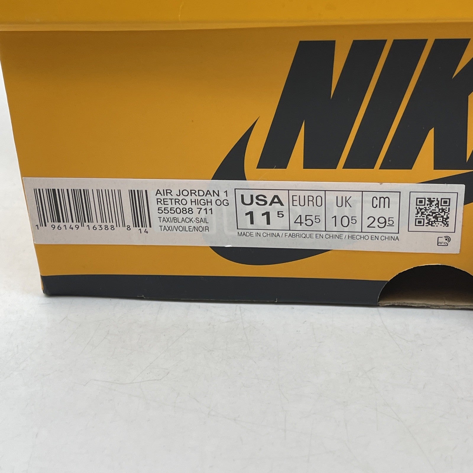 Size 11.5 - Air Jordan 1 Retro OG High Yellow Toe (555088-711)