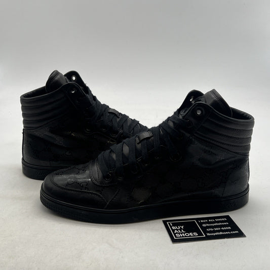 Size 7.5G - Gucci Black GG Monogram High Top Made In Italy,