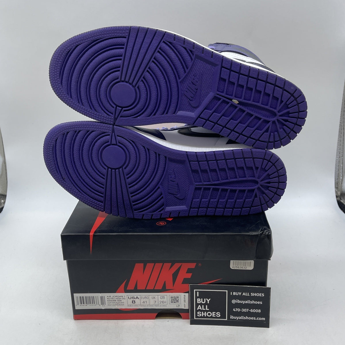 Size 8 - Air Jordan 1 Retro OG High Court Purple 2.0 (555088-500)
