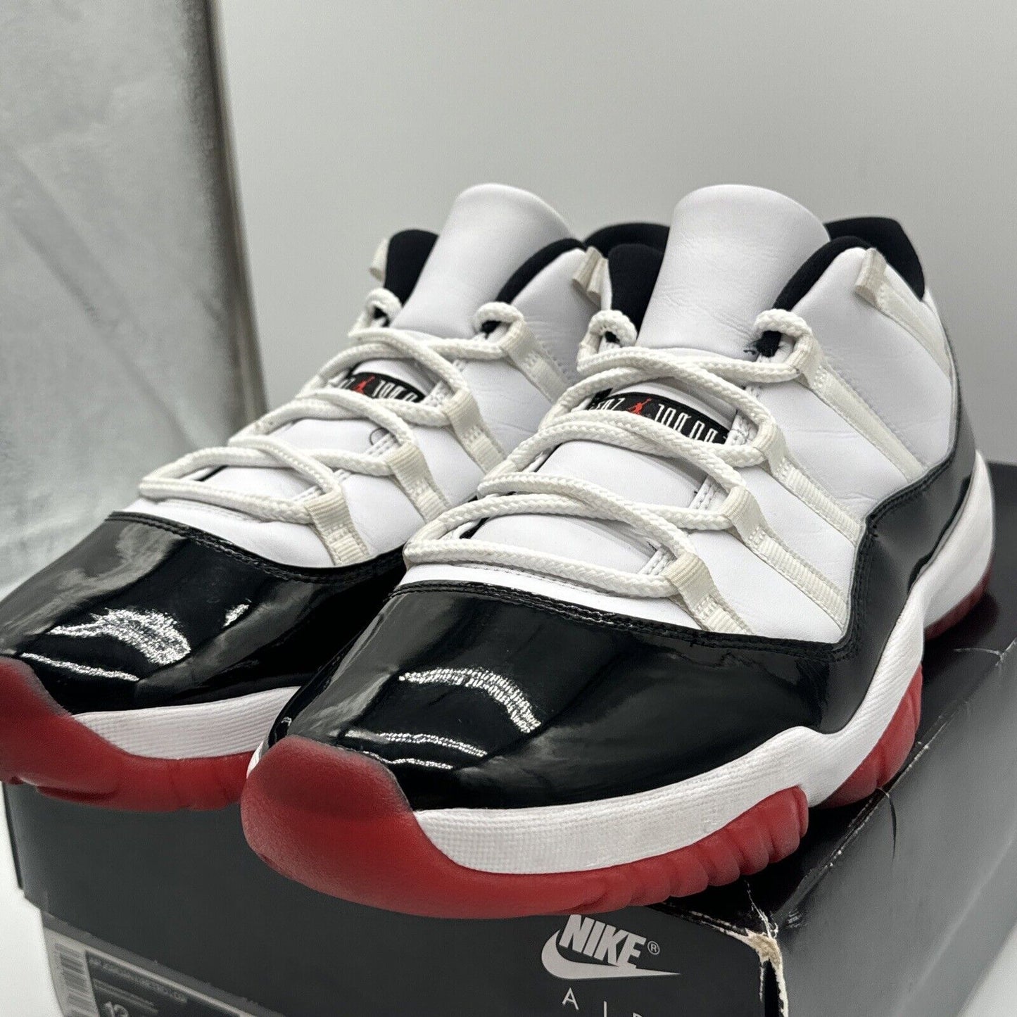 Size 13 - Jordan 11 Retro Low Concord-Bred White Black Tuxedo Red Sole Icy Cream