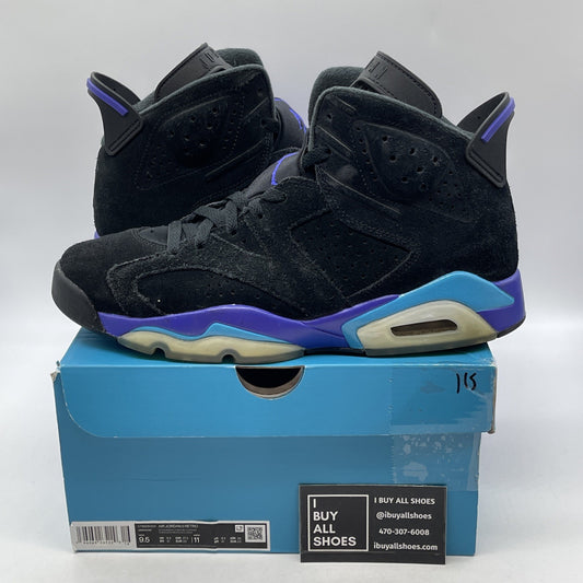 Size 9.5 - Air Jordan 6 Retro Aqua Black Purple Suede (CT8529-004)