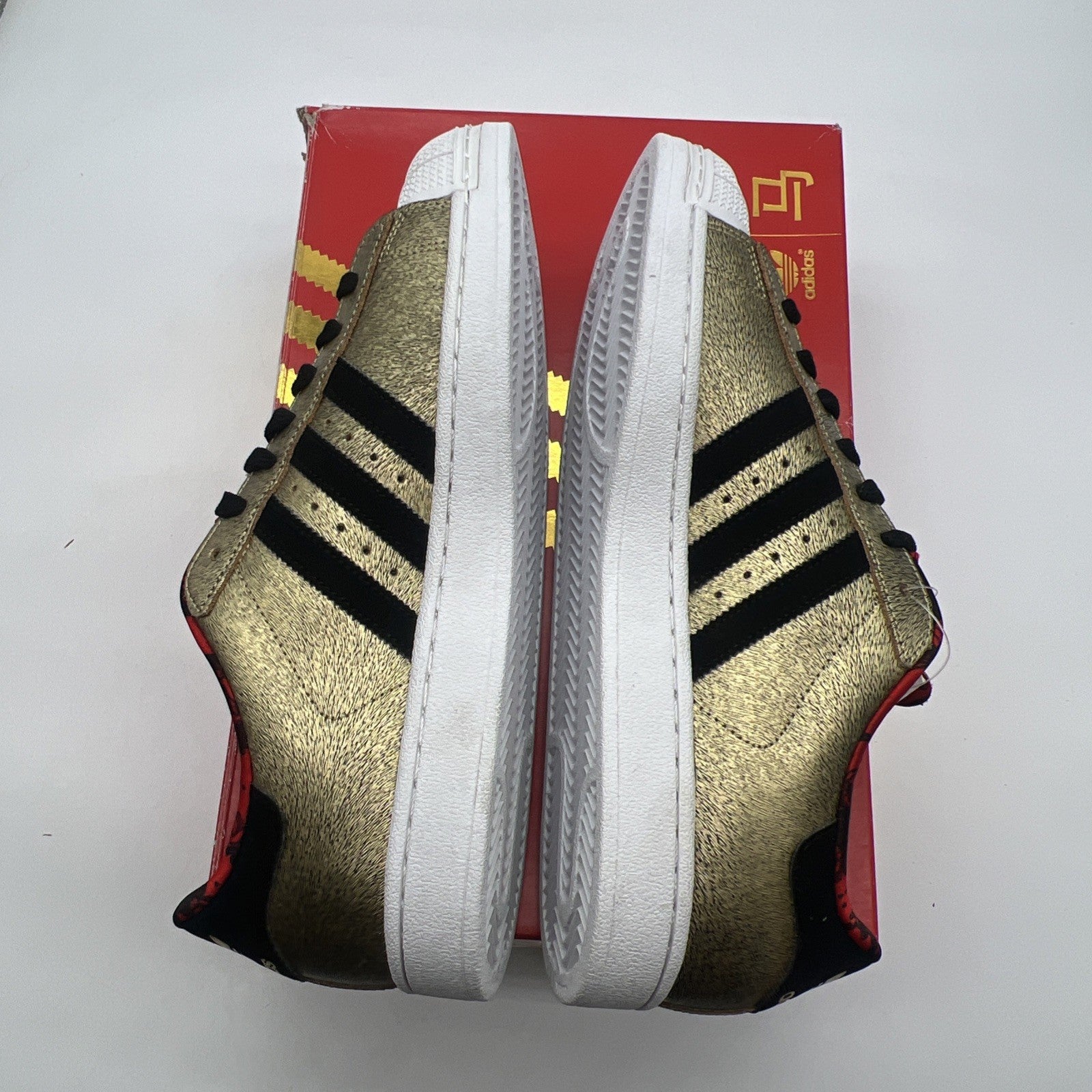 Size 11 - Adidas Superstar Sneakers Shoes 2 Year of the Horse Gold Red (D65601)