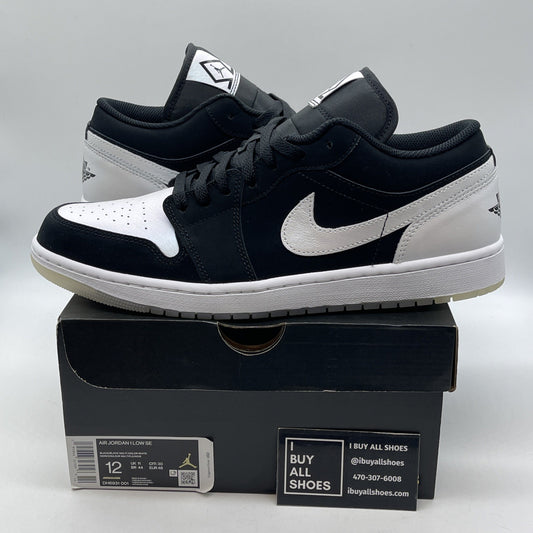 Size 12 - Jordan 1 Low SE Diamond Black White Suede Leather (DH6931-001)