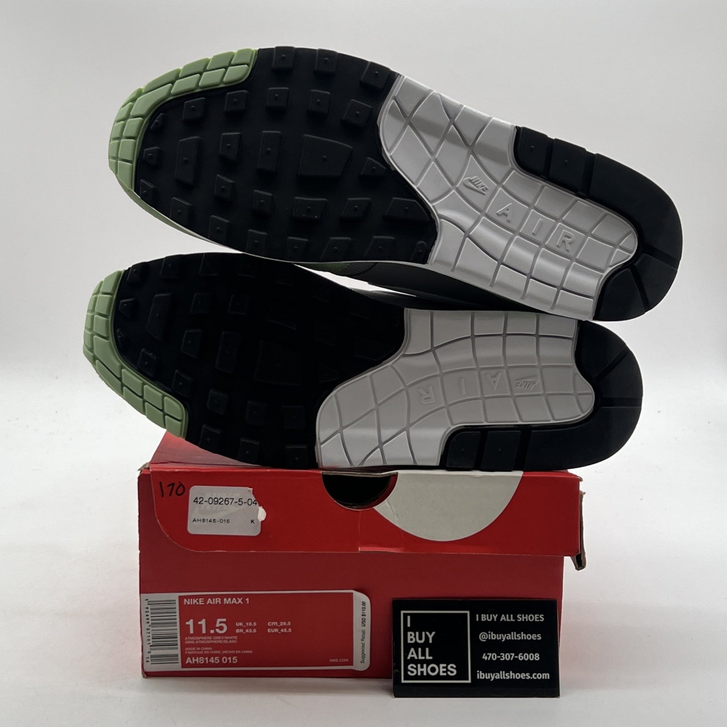 Size 11.5 - Nike Air Max 1 Grey Mint (AH8145-015)
