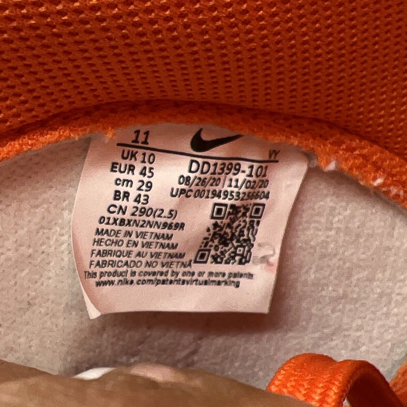 Size 11 - Nike Dunk SP 2021 High Syracuse White Leather Orange (DD1399-101)