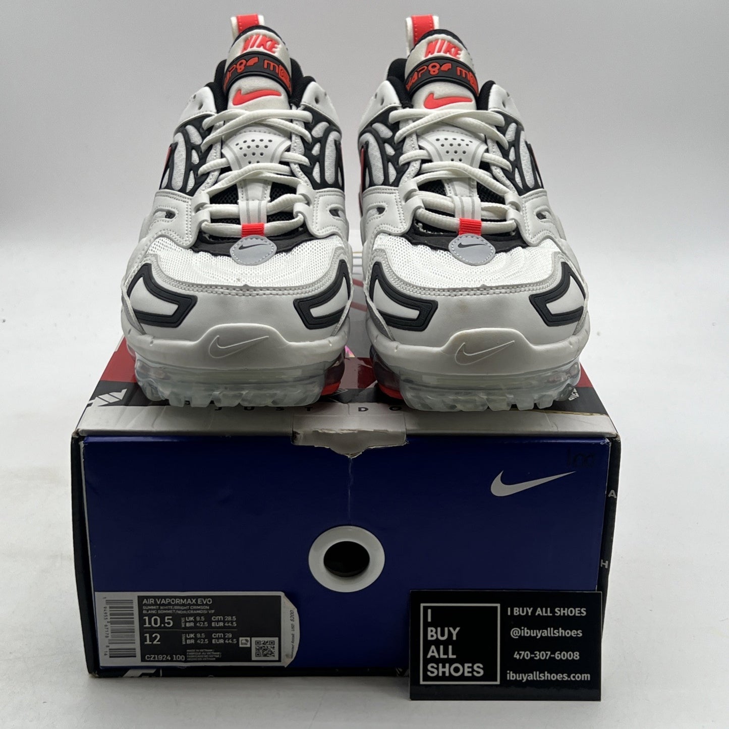 Size 10.5 - Nike Air VaporMax EVO Summit White Bright Crimson (CZ1924-100)