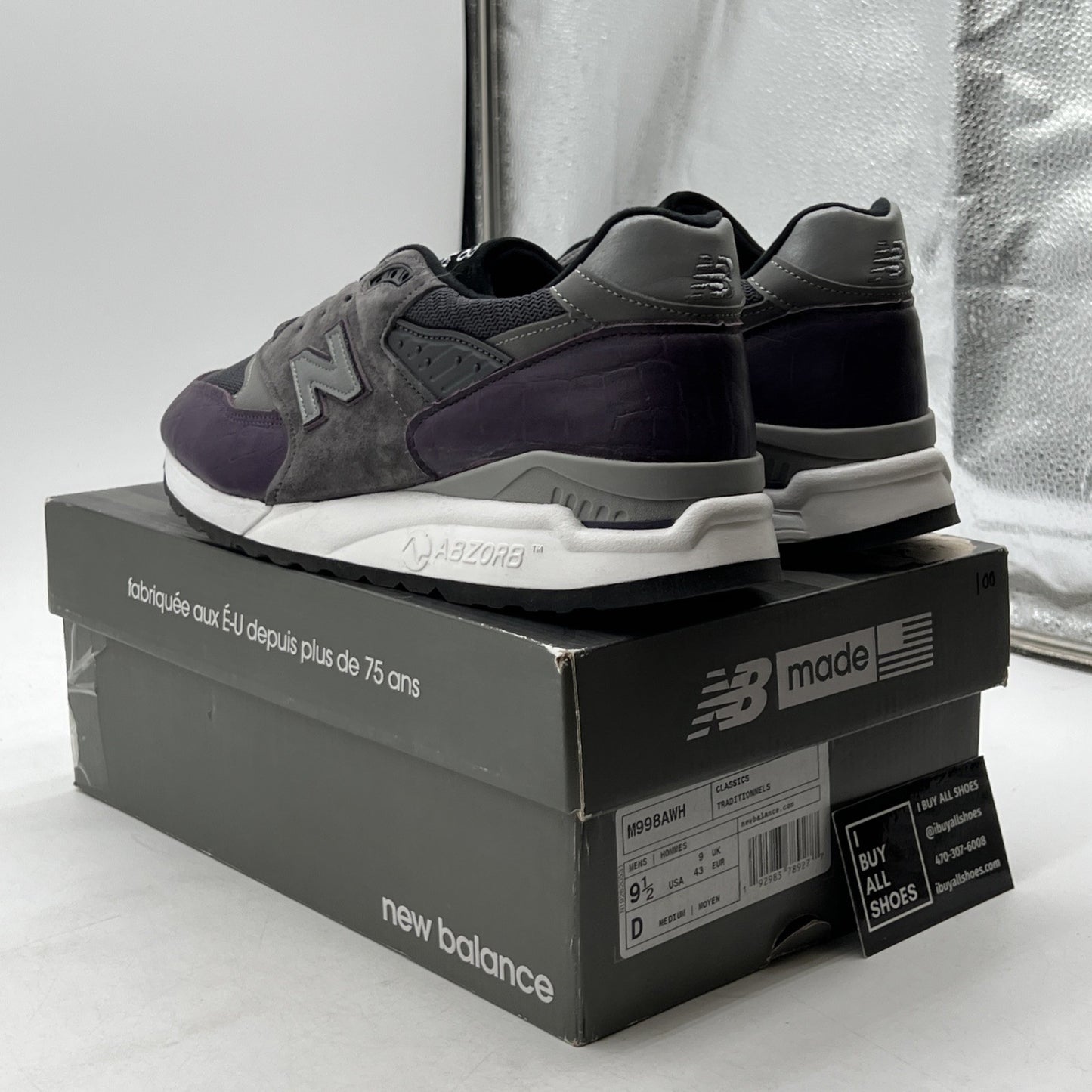 Size 9.5 - New Balance 998 Made in the USA Purple Croc (M998AWH)