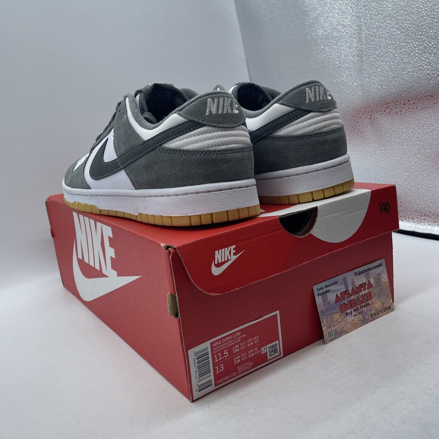 Size 11.5 - Nike Dunk Low Smoke Grey Gum White Tan Suede (FV0389-100)