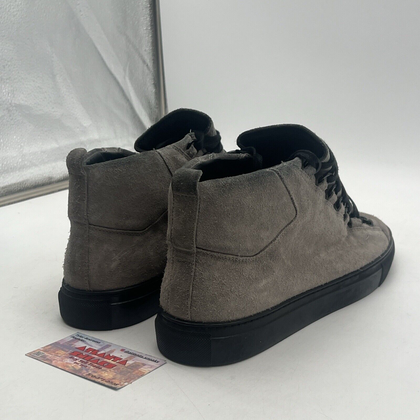 Size 8.5 - Balenciaga Gray Suede Arena High Grey Black