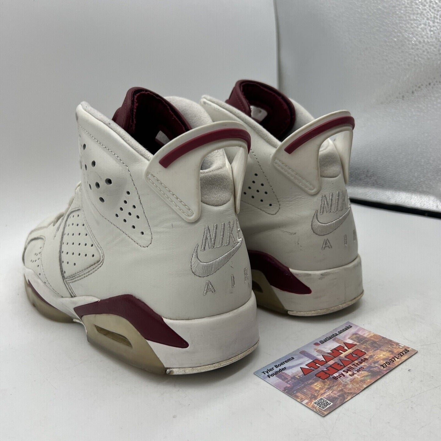 Size 8.5 - Air Jordan 6 Retro 2015 Maroon White Leather  (384664-116)