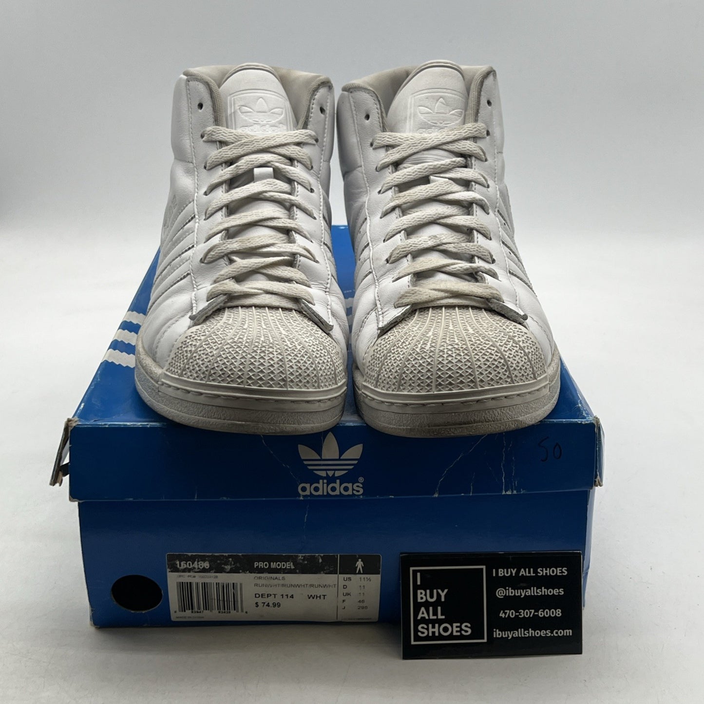 Size 11.5 - Adidas Originals Pro Model Triple White (160486)