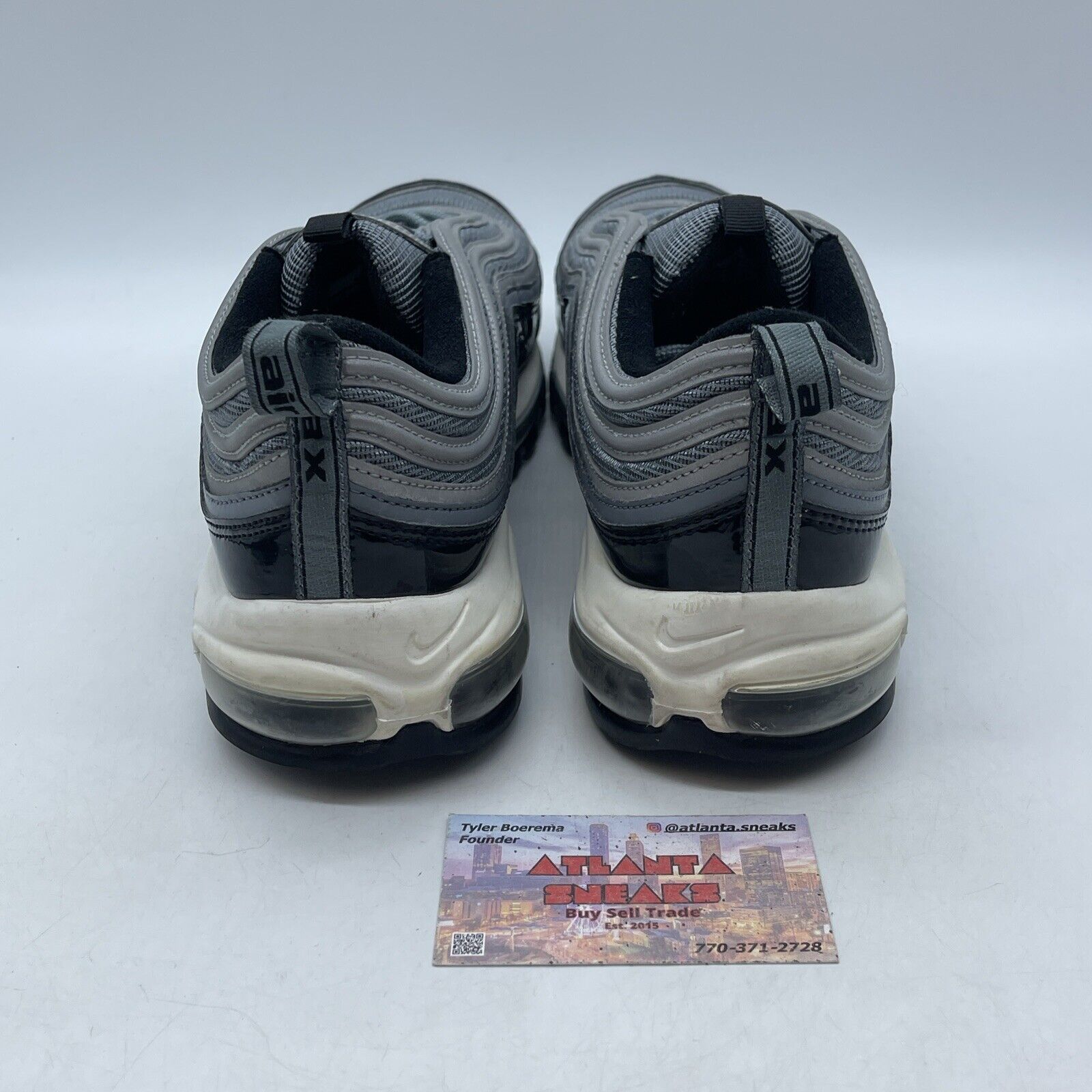 Size 12 - Nike Air Max 97 Patent Leather Grey Black White Leather (921826-010)