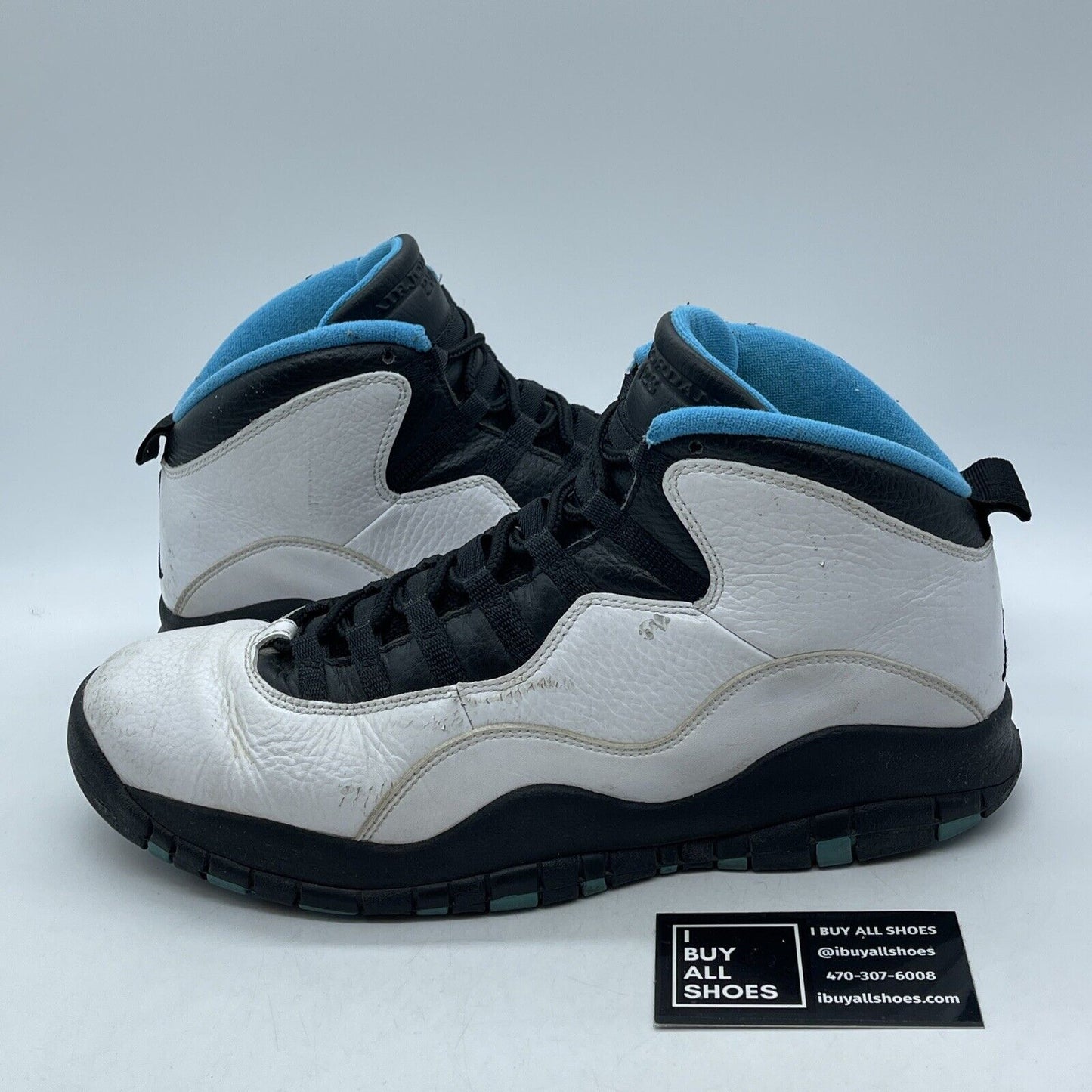 Size 12 - Air Jordan 10 Retro 2014 Powder Blue White Black Leather (310805-106)