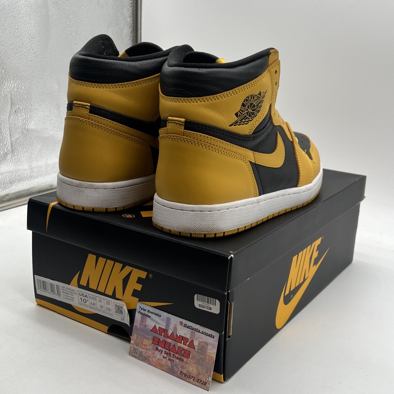 Size 10.5 - Jordan 1 Retro OG High Pollen Black White Yellow Leather 555088-701