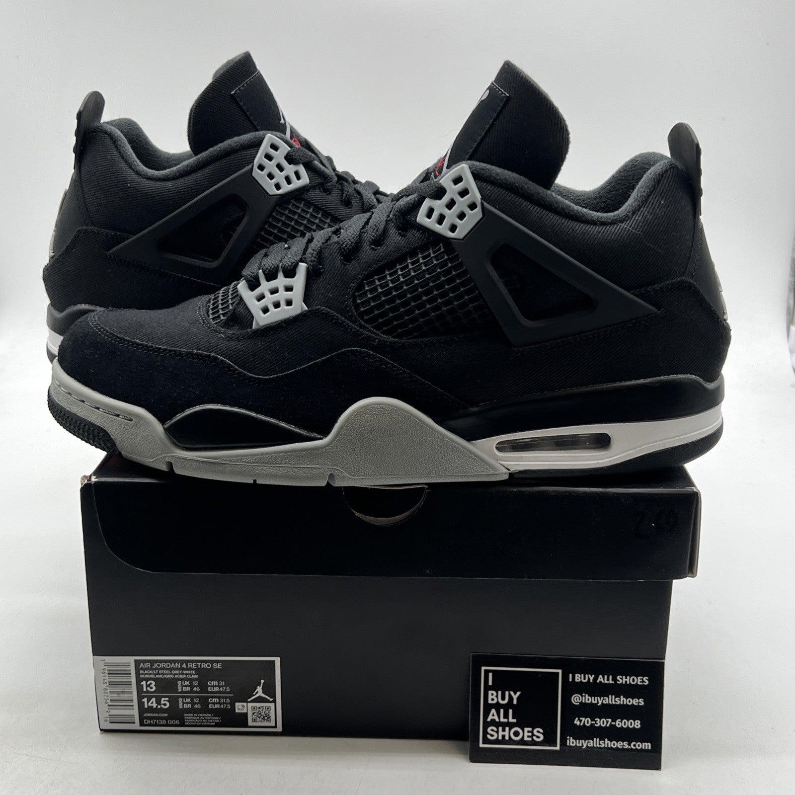 Size 13 - Air Jordan 4 Retro SE Mid Black Canvas (DH7138-006)