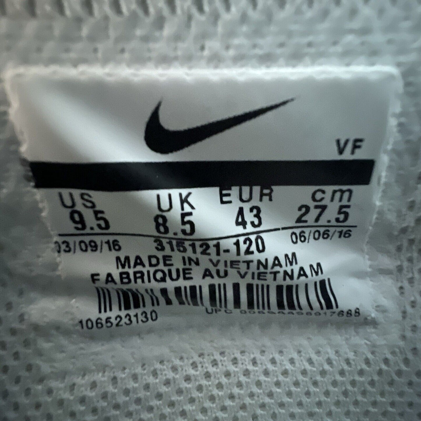 Size 9.5 - Nike Air Force 1 ´07 Perforated High White Black Leather (315121-120)