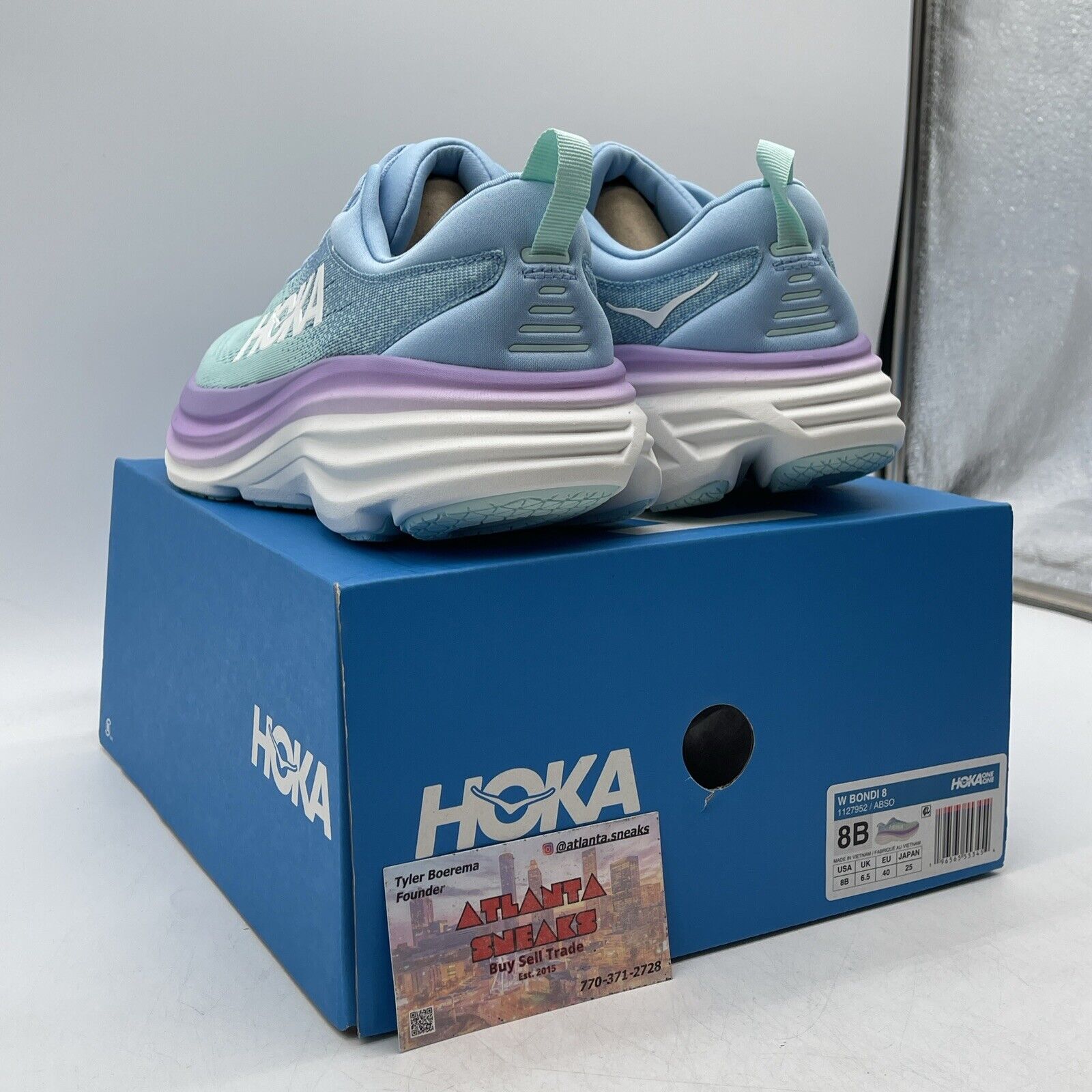 Size 8W - Hoka One One Bondi 8 Airy Blue Sunlit Ocean Blue (1127952-ABSO)