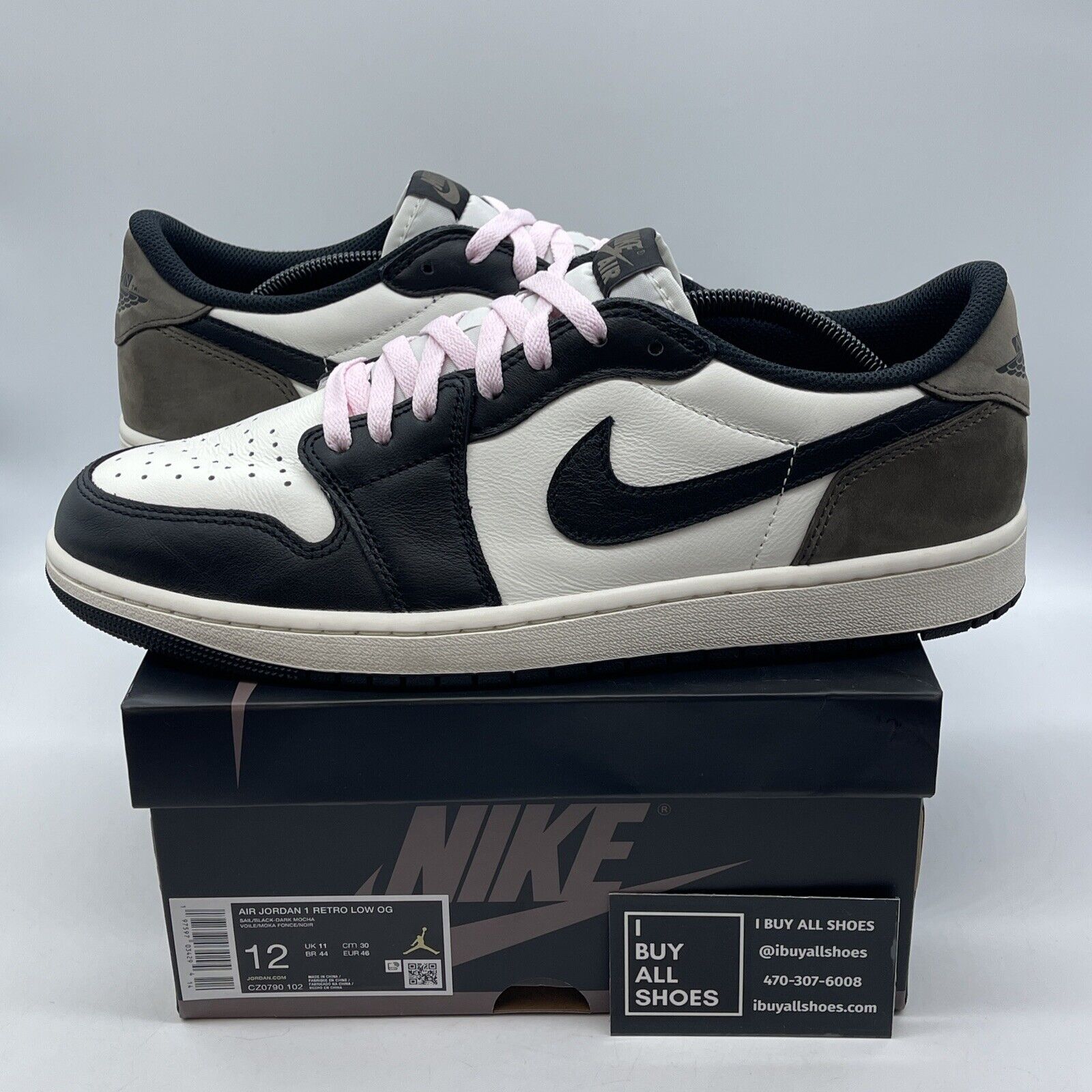 Size 12 - Air Jordan 1 Retro OG Low Mocha Black Brown Suede Leather (CZ0790-102)