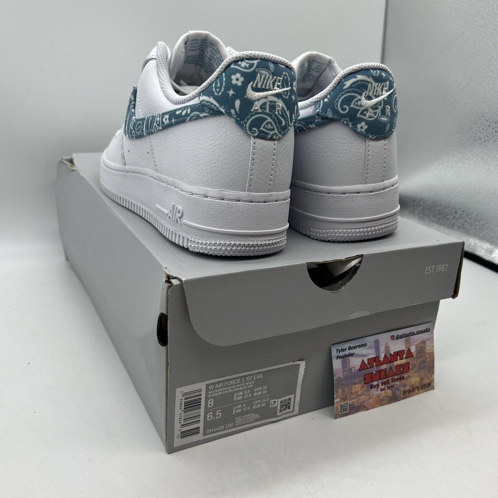 BRAND NEW Women's Nike Air Force 1 Low '07 Essential Blue Paisley DH4406-100