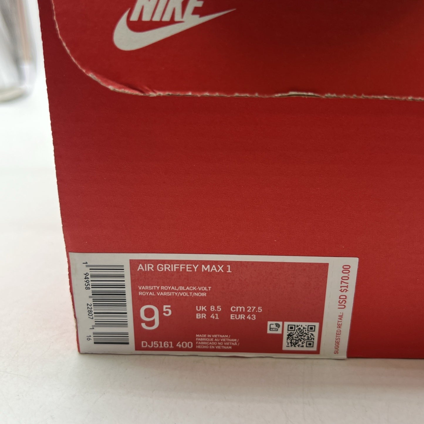 Size 9.5 - Nike Air Griffey Max 1 2021 Varsity Royal (DJ5161-400)