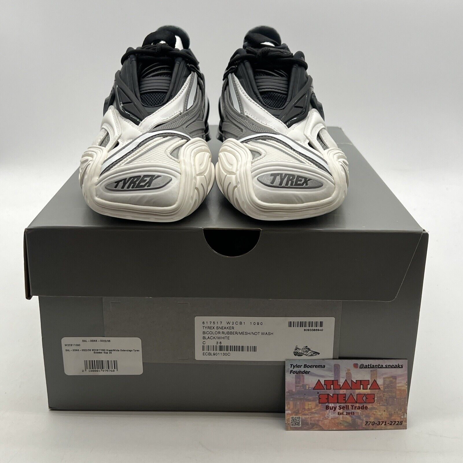 Size 5.5 - BALENCIAGA TYREX WHITE/SILVER/BLACK STRUCTURED WOMEN SNEAKERS