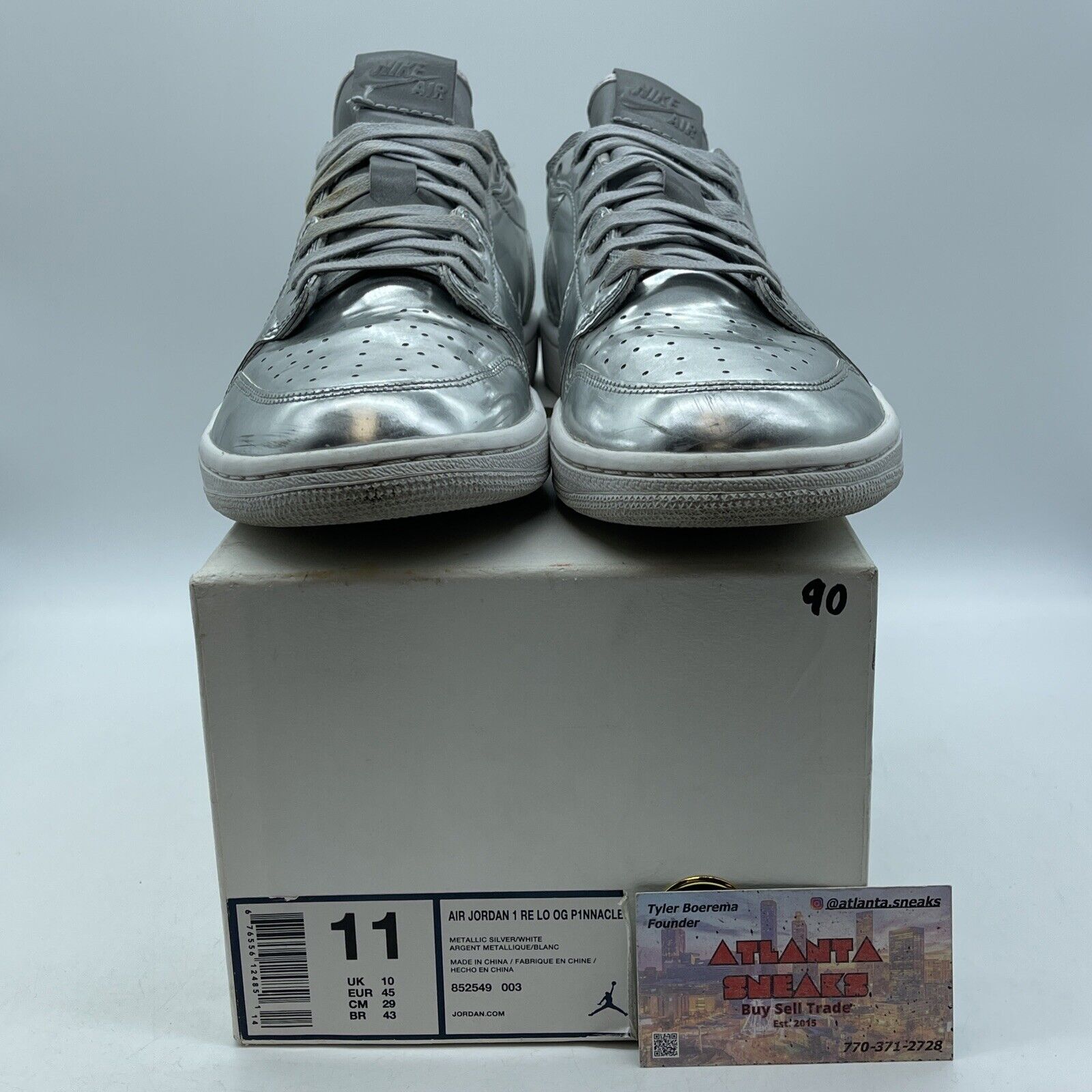 Size 11 - Air Jordan 1 Retro OG Pinnacle Low Metallic Silver Leather (852549-003