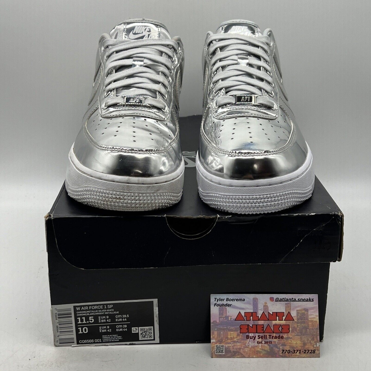 Size 11.5 - Nike Air Force 1 SP Liquid Metal - Chrome W White (CQ6566-001)