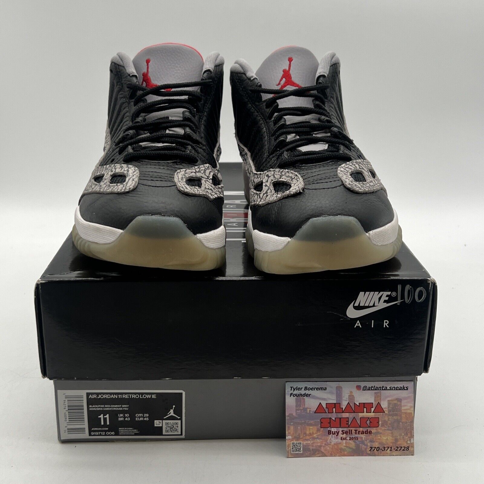 Size 11 - Air Jordan 11 Retro IE Low Black Cement White Red (919712-006)