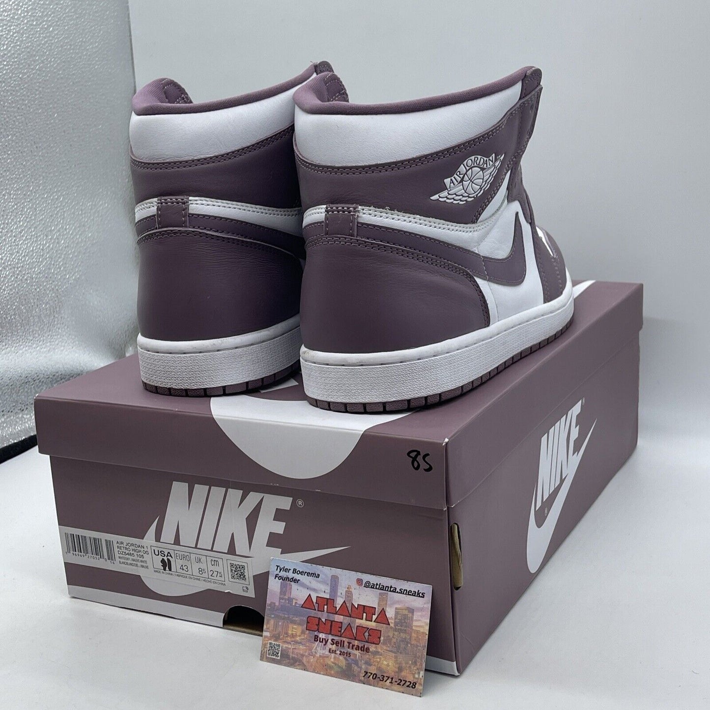 Size 11 - Air Jordan 1 Retro OG High Mauve Purple White Leather (DZ5485-105)