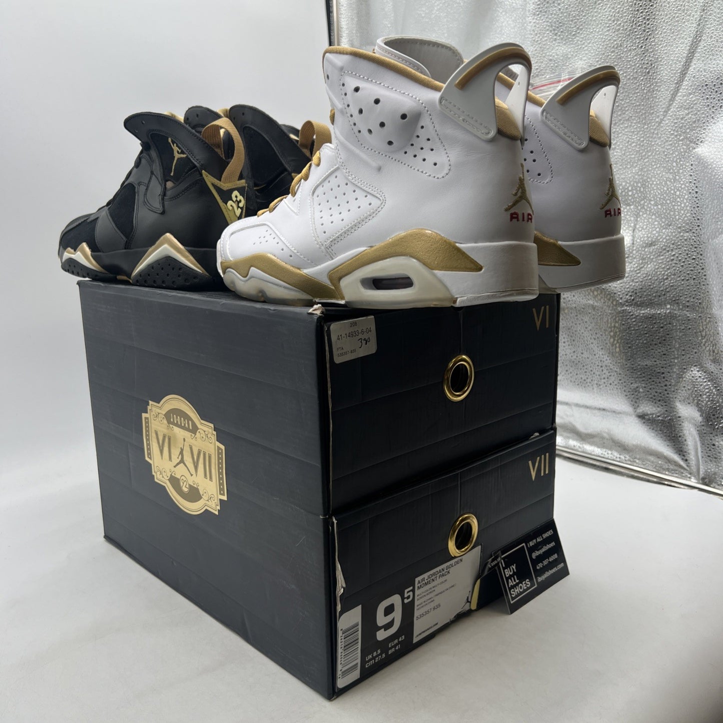 Size 9.5 - Air Jordan 7/6 Retro Golden Moments Pack (535357-935)