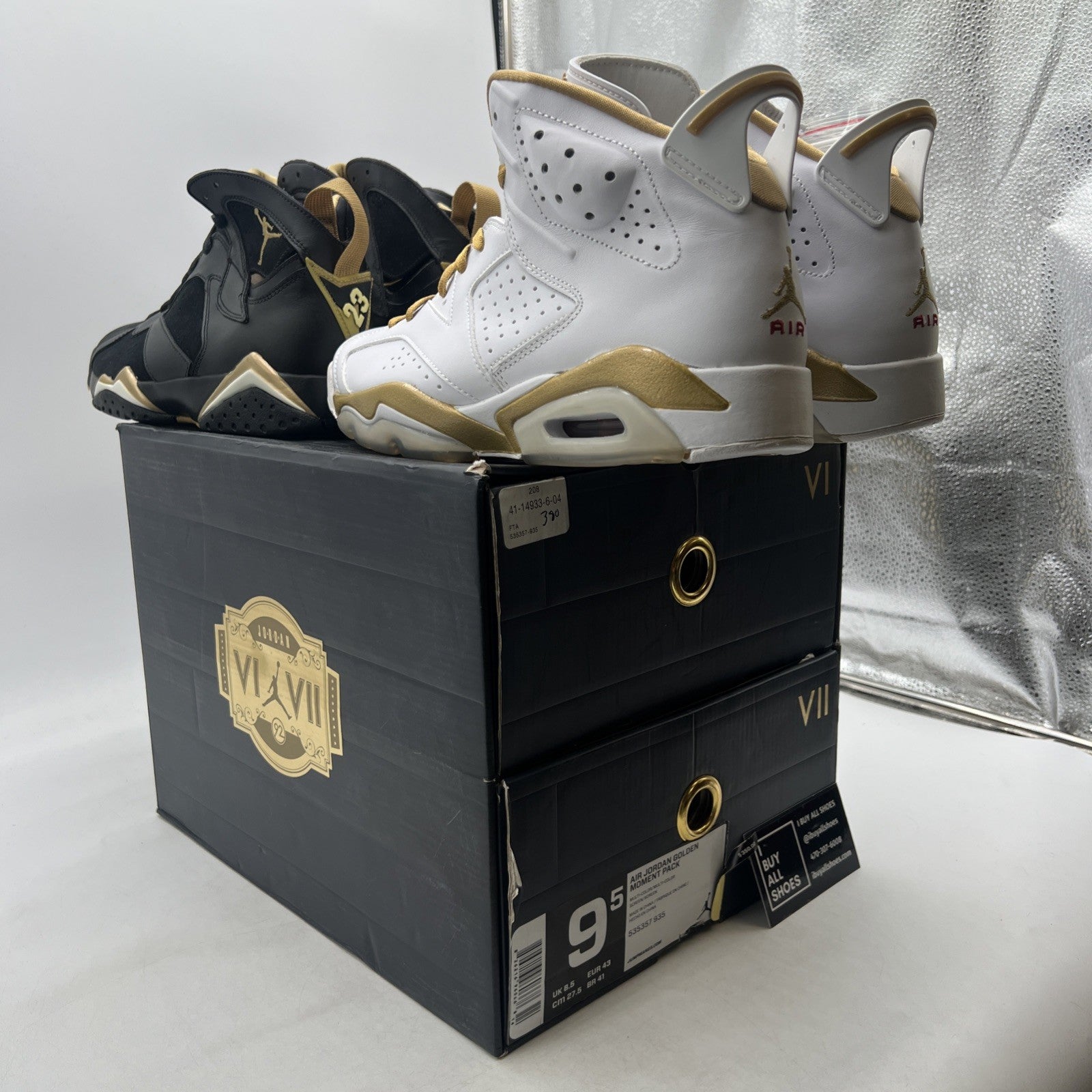Size 9.5 - Air Jordan 7/6 Retro Golden Moments Pack (535357-935)