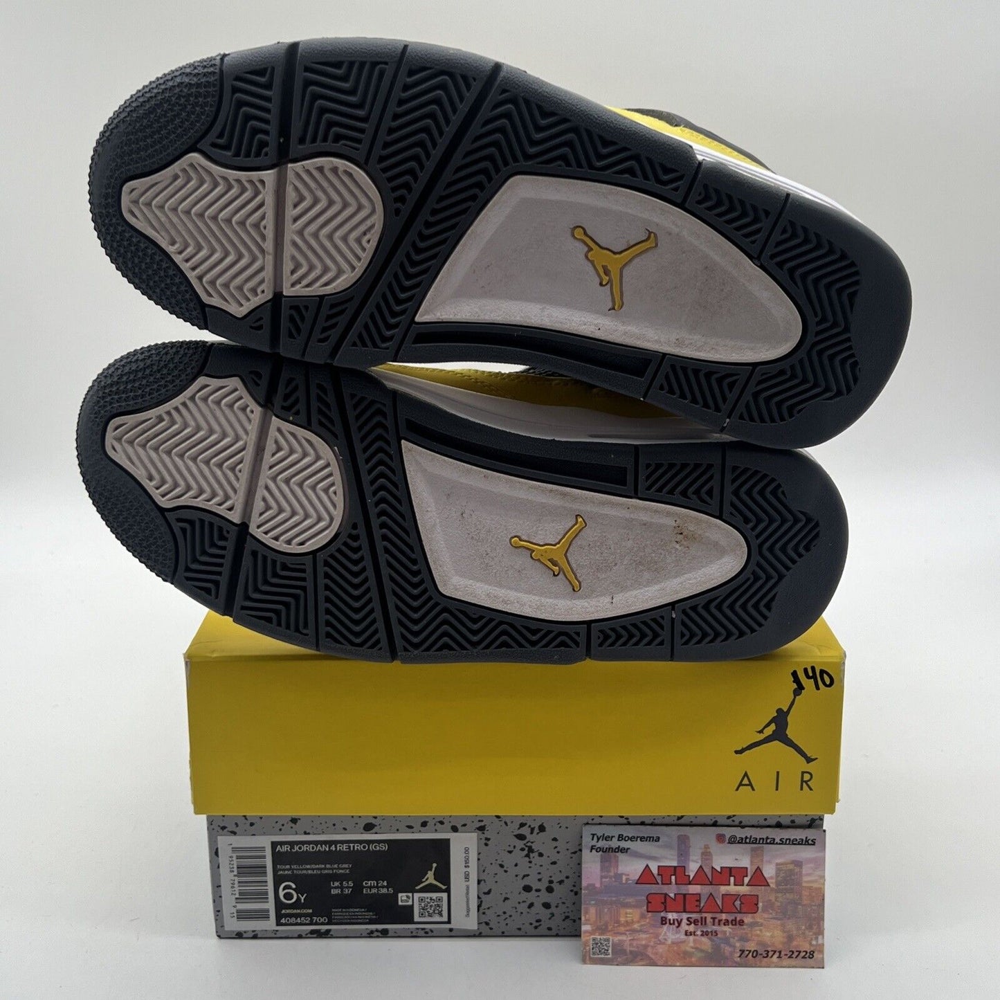 Size 6 - Jordan 4 Retro GS Tour Yellow 2021 - (408452-700) White Grey Suede