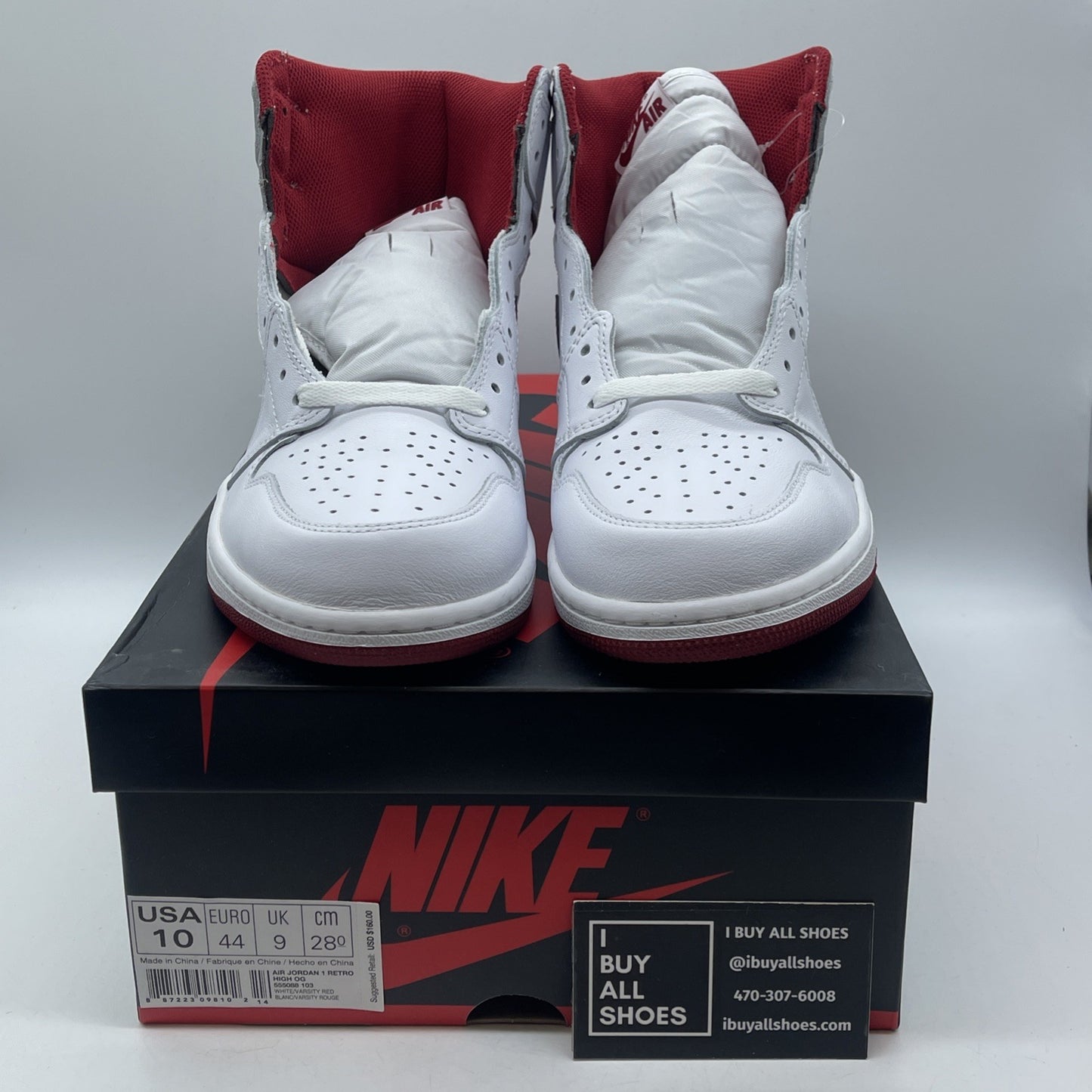 Size 10 - Air Jordan 1 Retro OG High Metallic Red White Leather (555088-103)