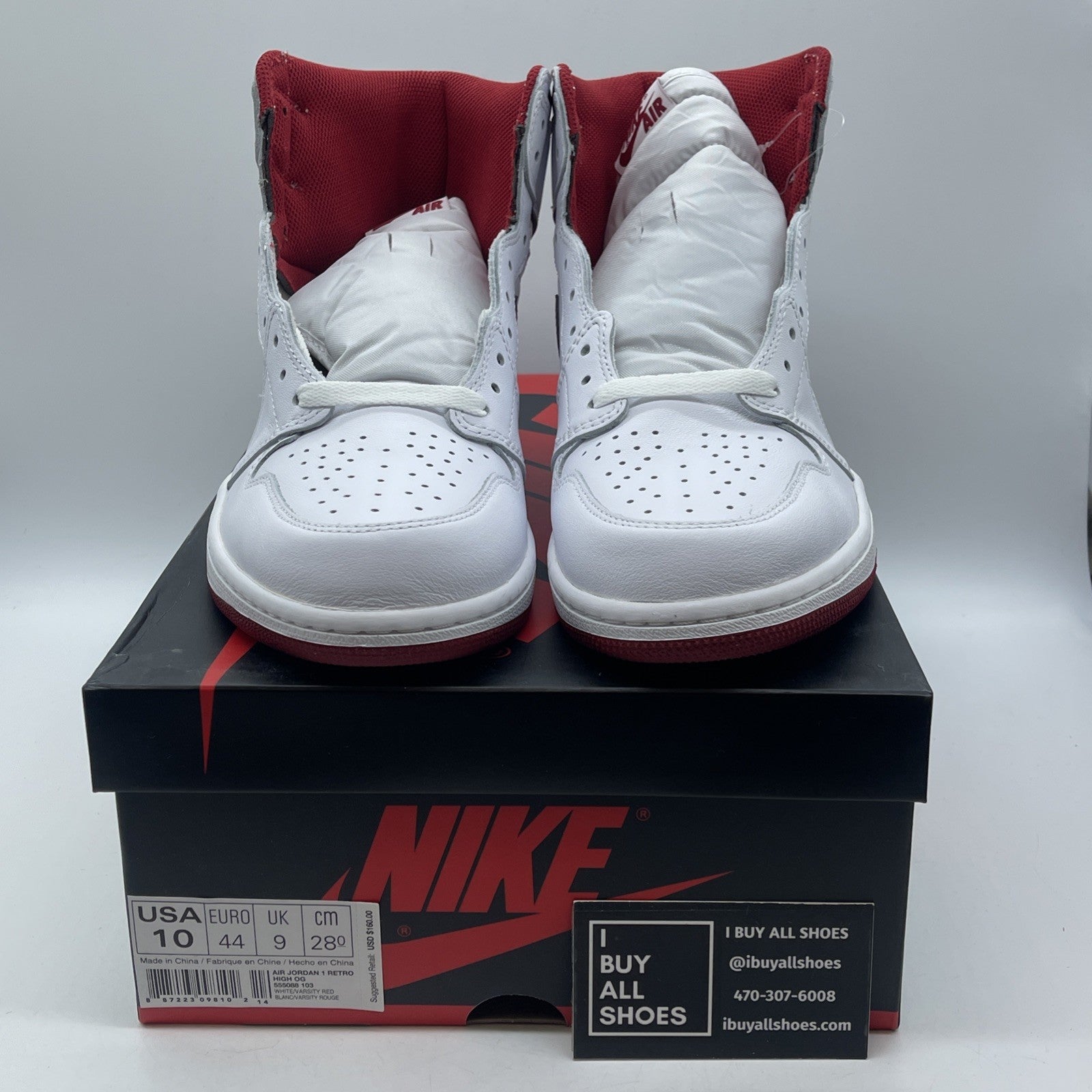 Size 10 - Air Jordan 1 Retro OG High Metallic Red White Leather (555088-103)