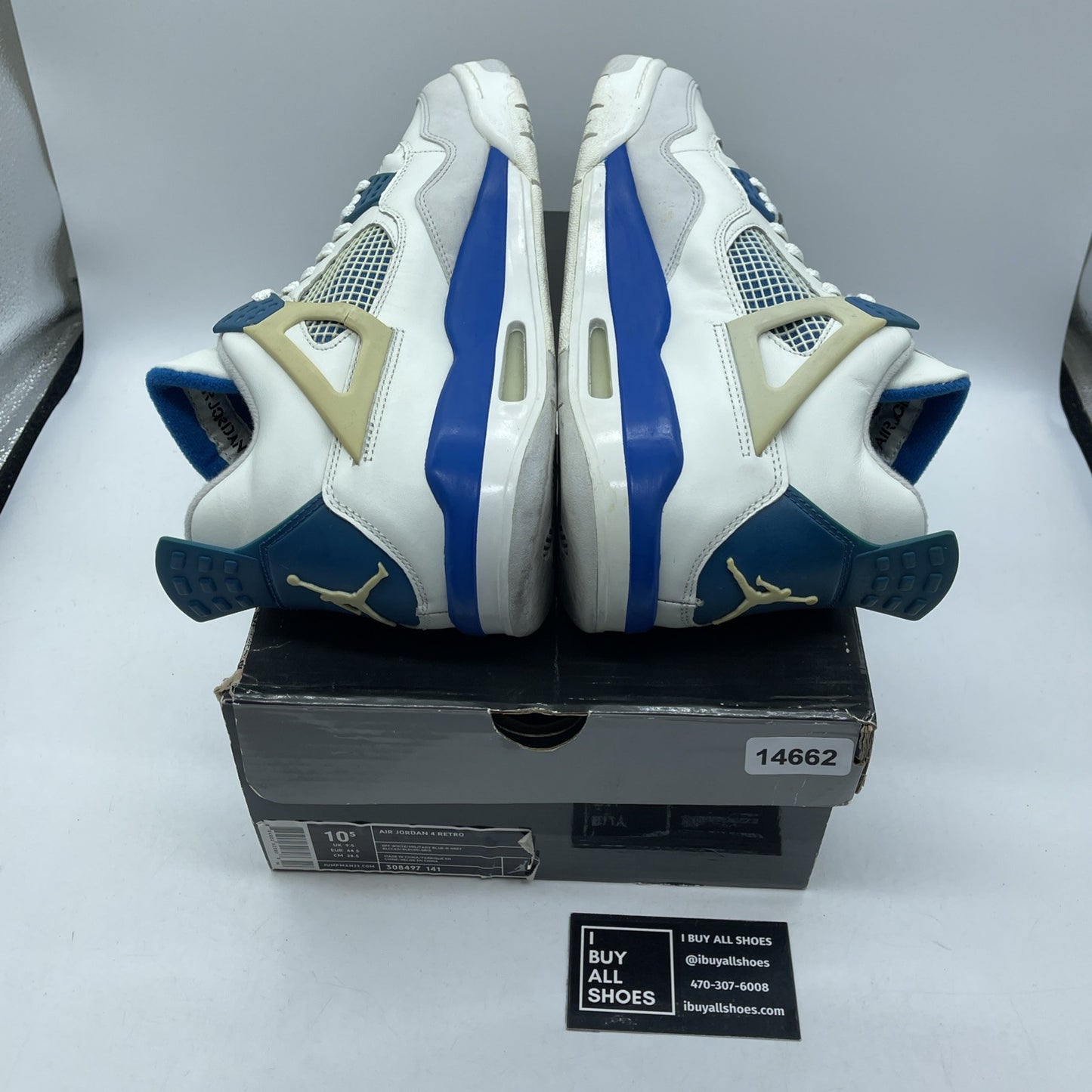 Size 10.5 - Air Jordan 4 Retro 2006 Military Blue White Suede (308497-141)