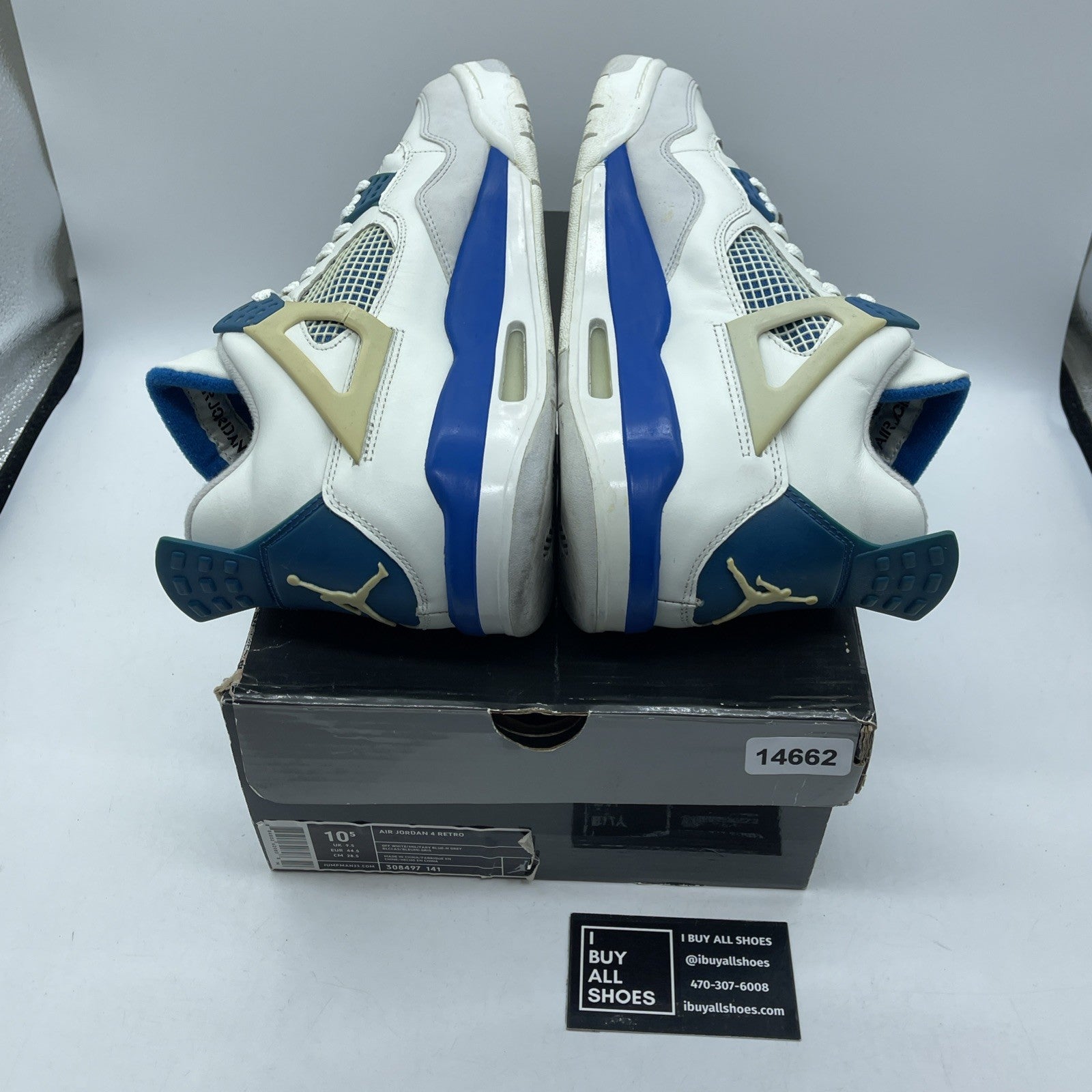Size 10.5 - Air Jordan 4 Retro 2006 Military Blue White Suede (308497-141)