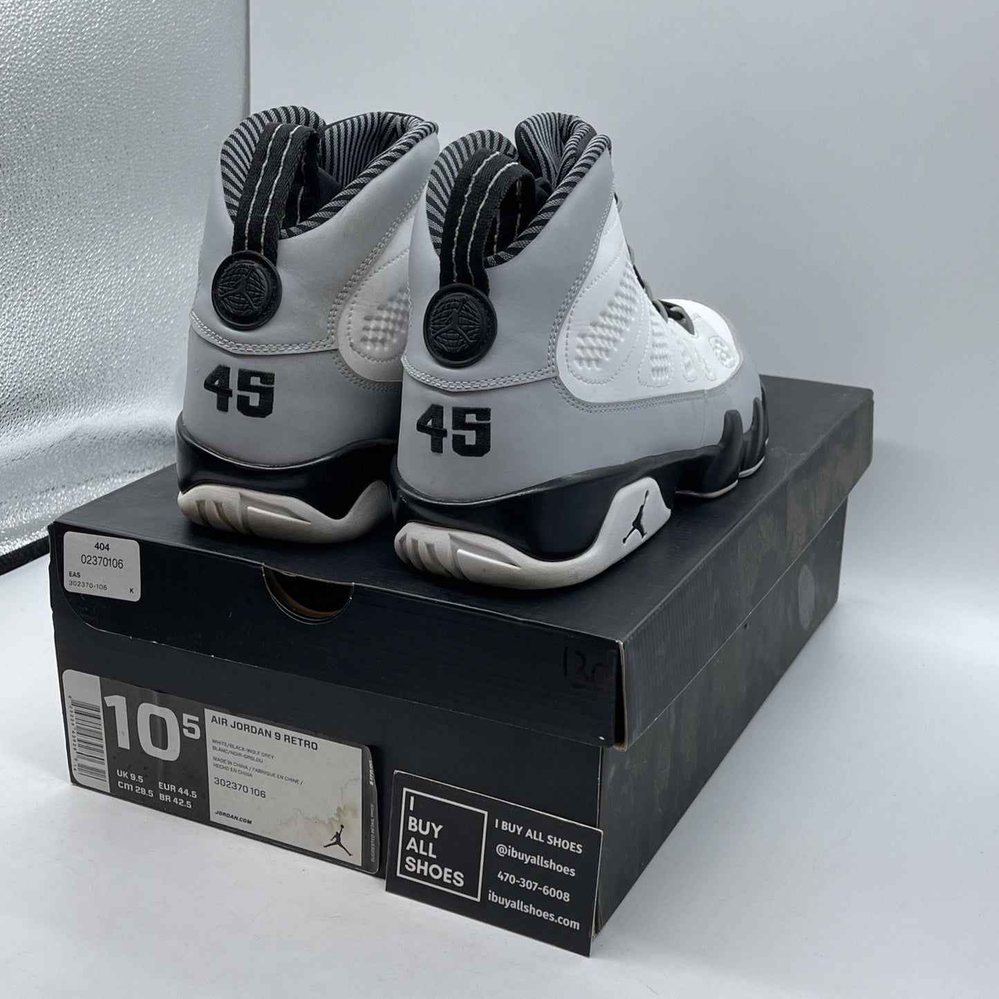 Size 10.5 - Air Jordan 9 Retro Barons Grey Black Suede Leather (302370-106)