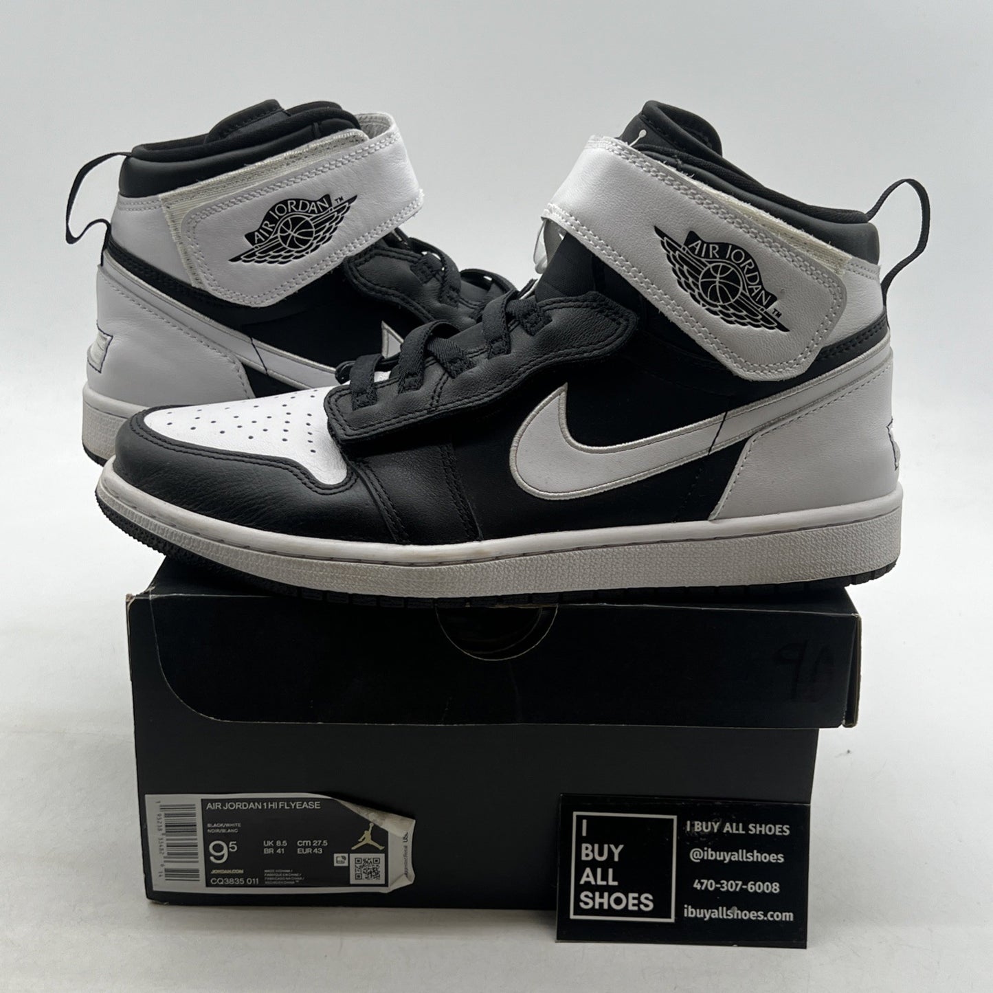 Size 9.5 - Air Jordan 1 FlyEase High Black White (CQ3835-011)