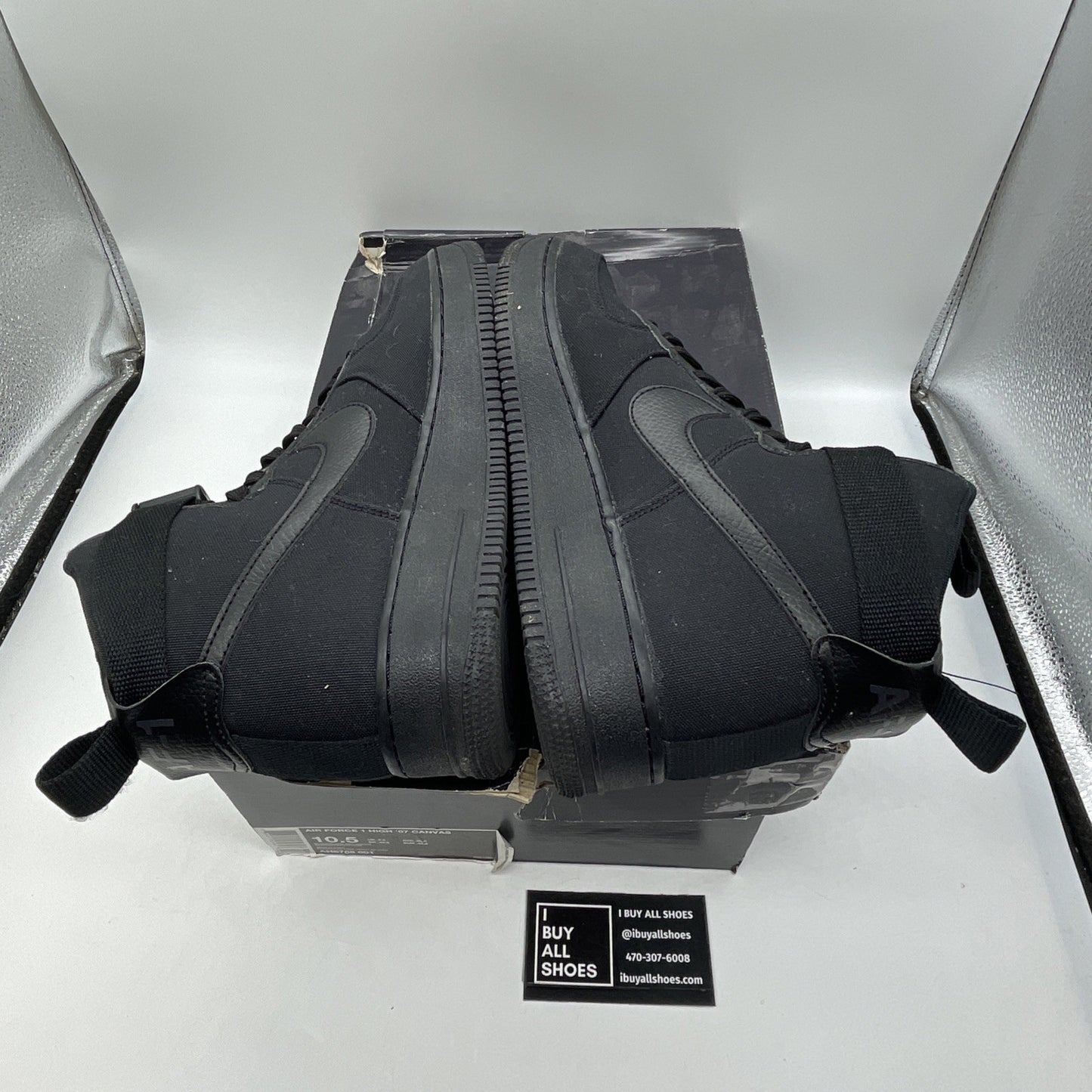 Size 10.5 - Nike Air Force 1 High Black Canvas (AH6768-001)