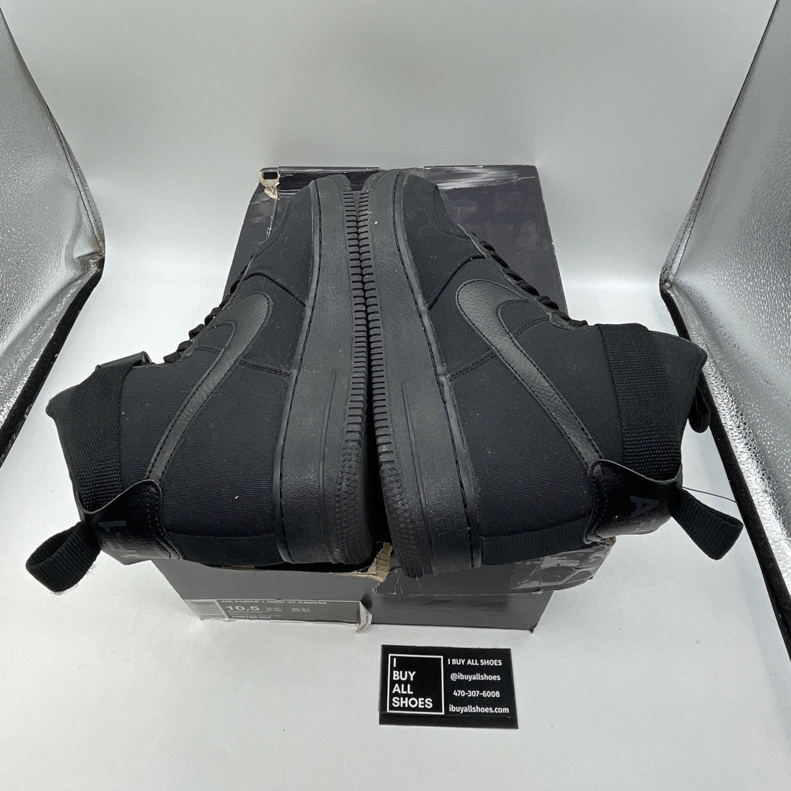 Size 10.5 - Nike Air Force 1 High Black Canvas (AH6768-001)