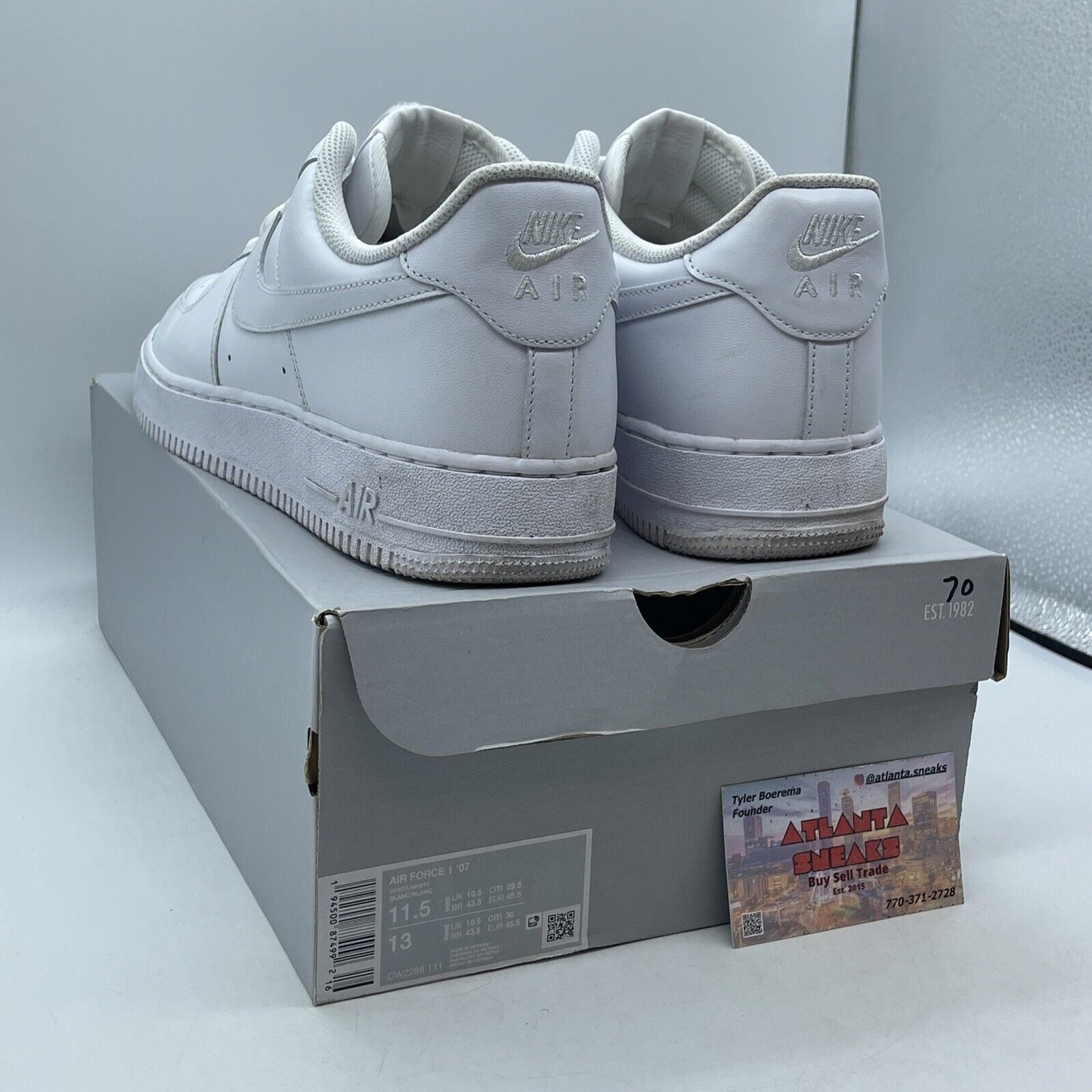 Size 11.5 - Nike Air Force 1 '07 Low Triple White Leather (CW2288-111)