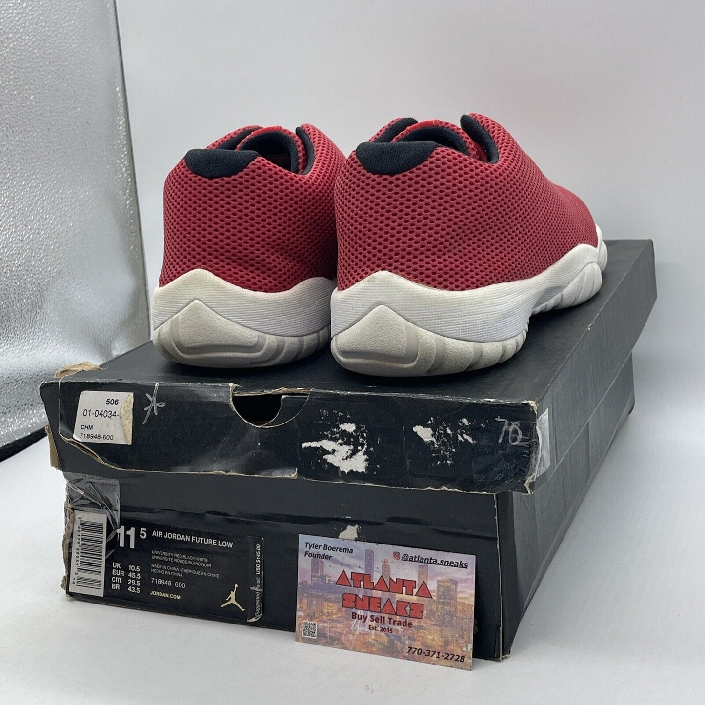 Size 11.5 - Jordan Future 3M Low University Red Black White Suede (718948-600)